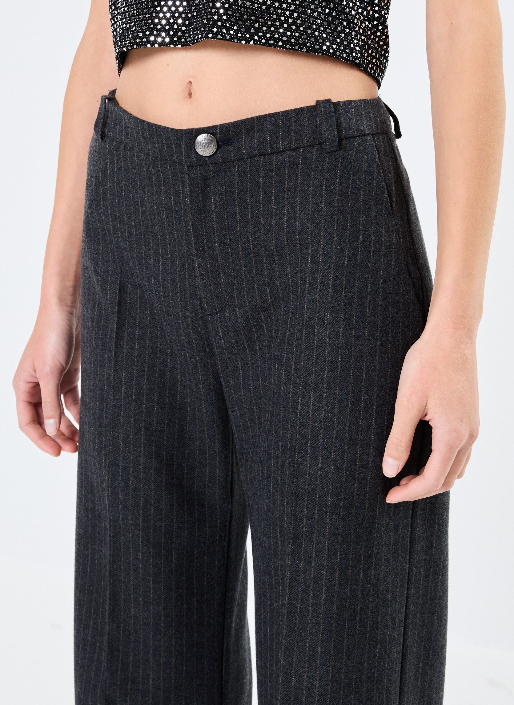Wijde broeken BZ22155 dames grijs IKKS Women Wijde broeken BZ22155 dames grijs GRIS ANTHRACITE