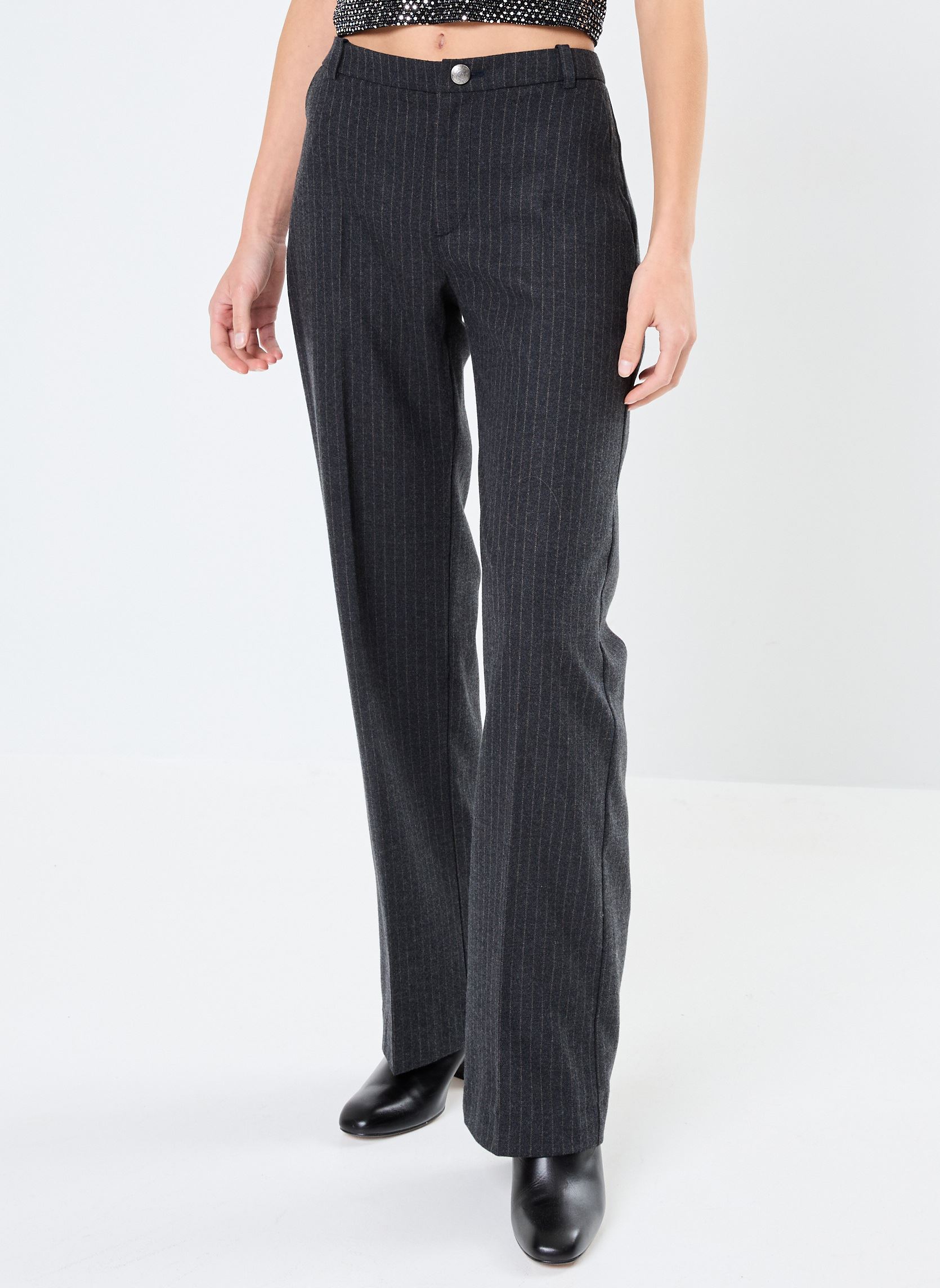 Wijde broeken BZ22155 dames grijs IKKS Women Wijde broeken BZ22155 dames grijs GRIS ANTHRACITE