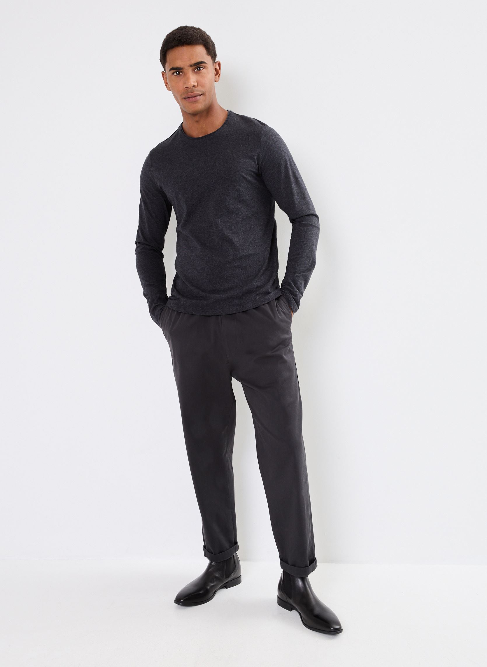 Langarm-T-Shirts MX10043 herren grau IKKS Men Langarm-T-Shirts MX10043 herren grau ANTHRACITE