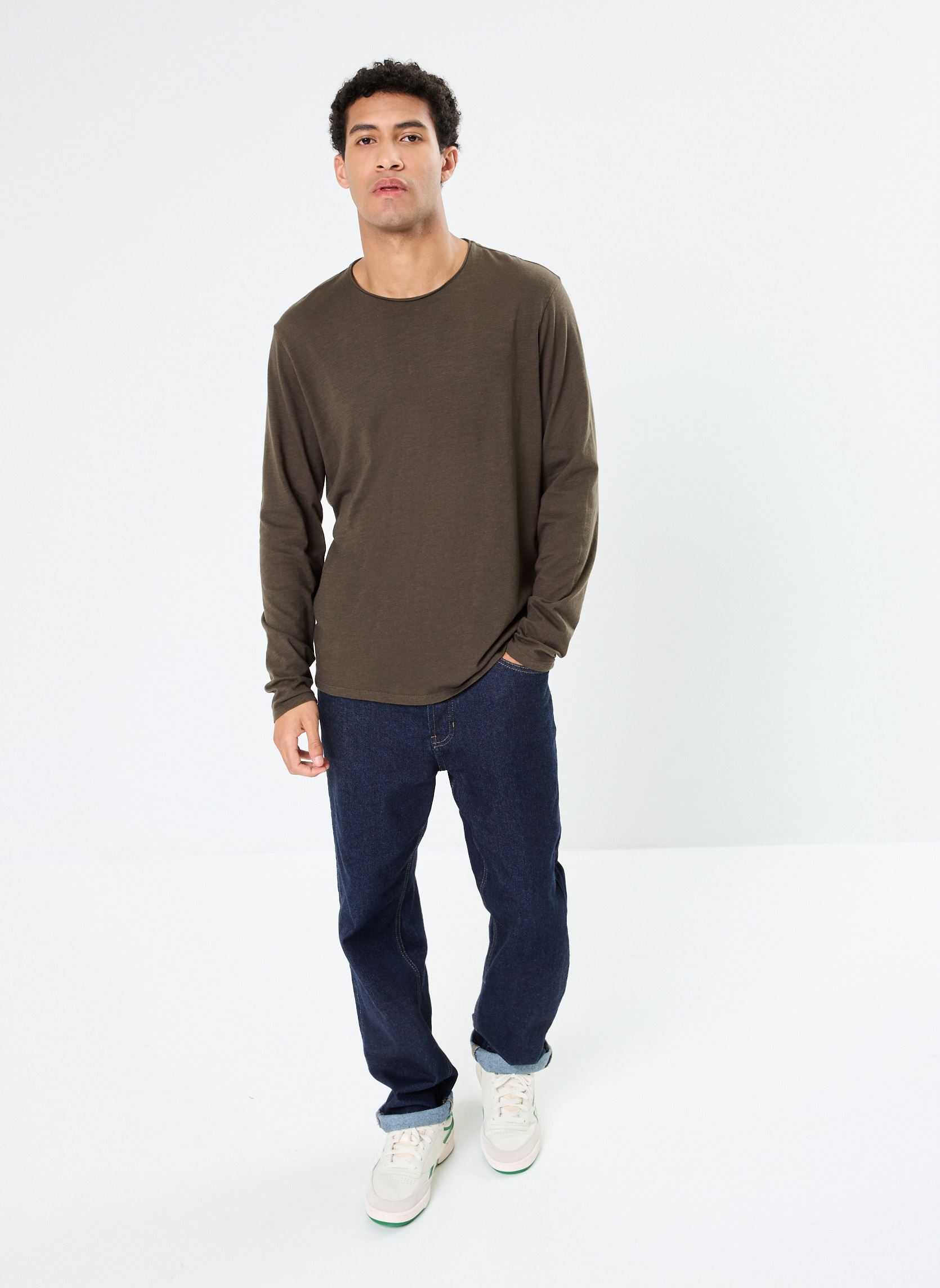Tee-shirts manches longues MZ10153 homme vert IKKS Men Tee-shirts manches longues MZ10153 homme vert DARK KAKI