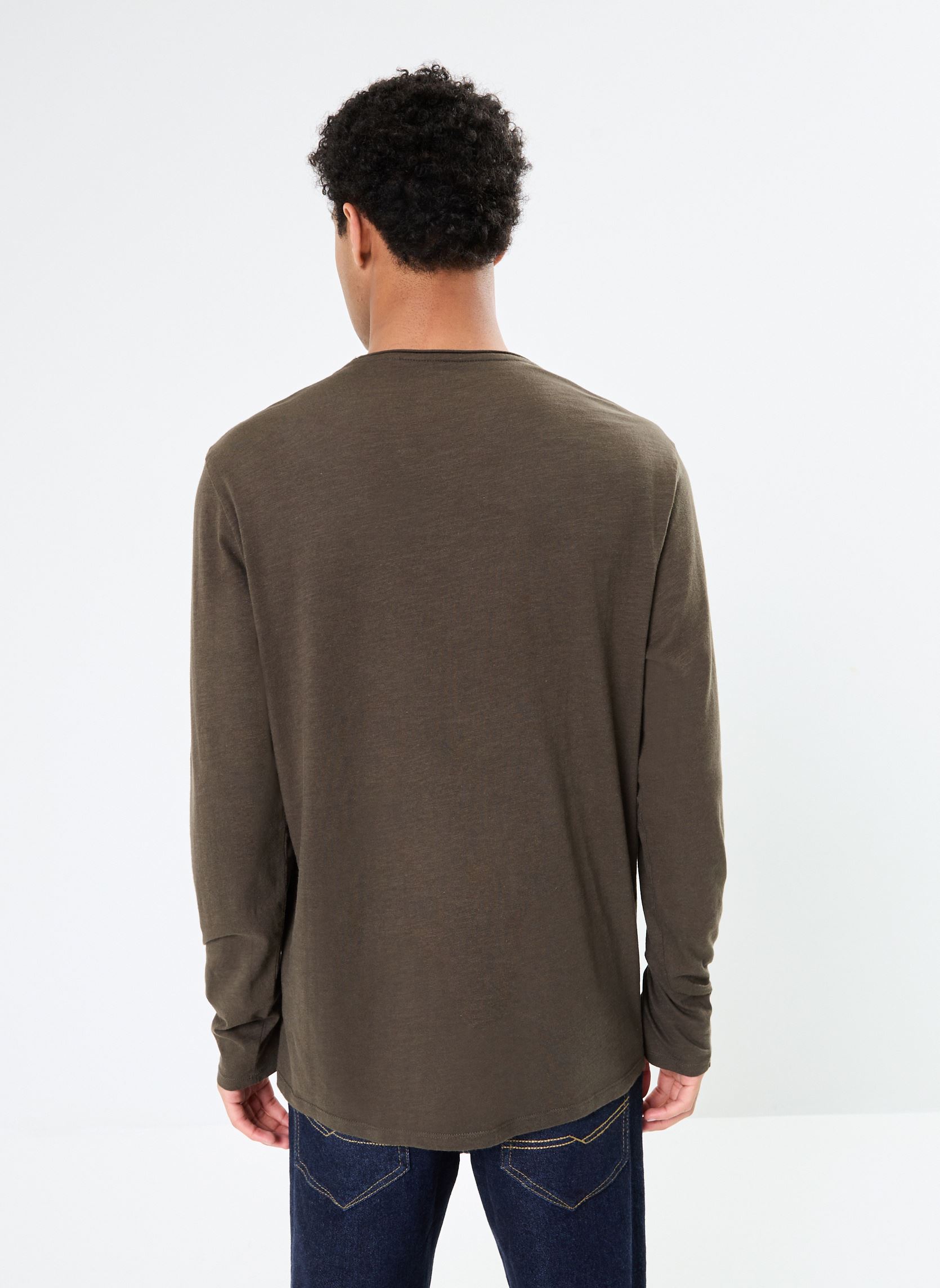 Tee-shirts manches longues MZ10153 homme vert IKKS Men Tee-shirts manches longues MZ10153 homme vert DARK KAKI