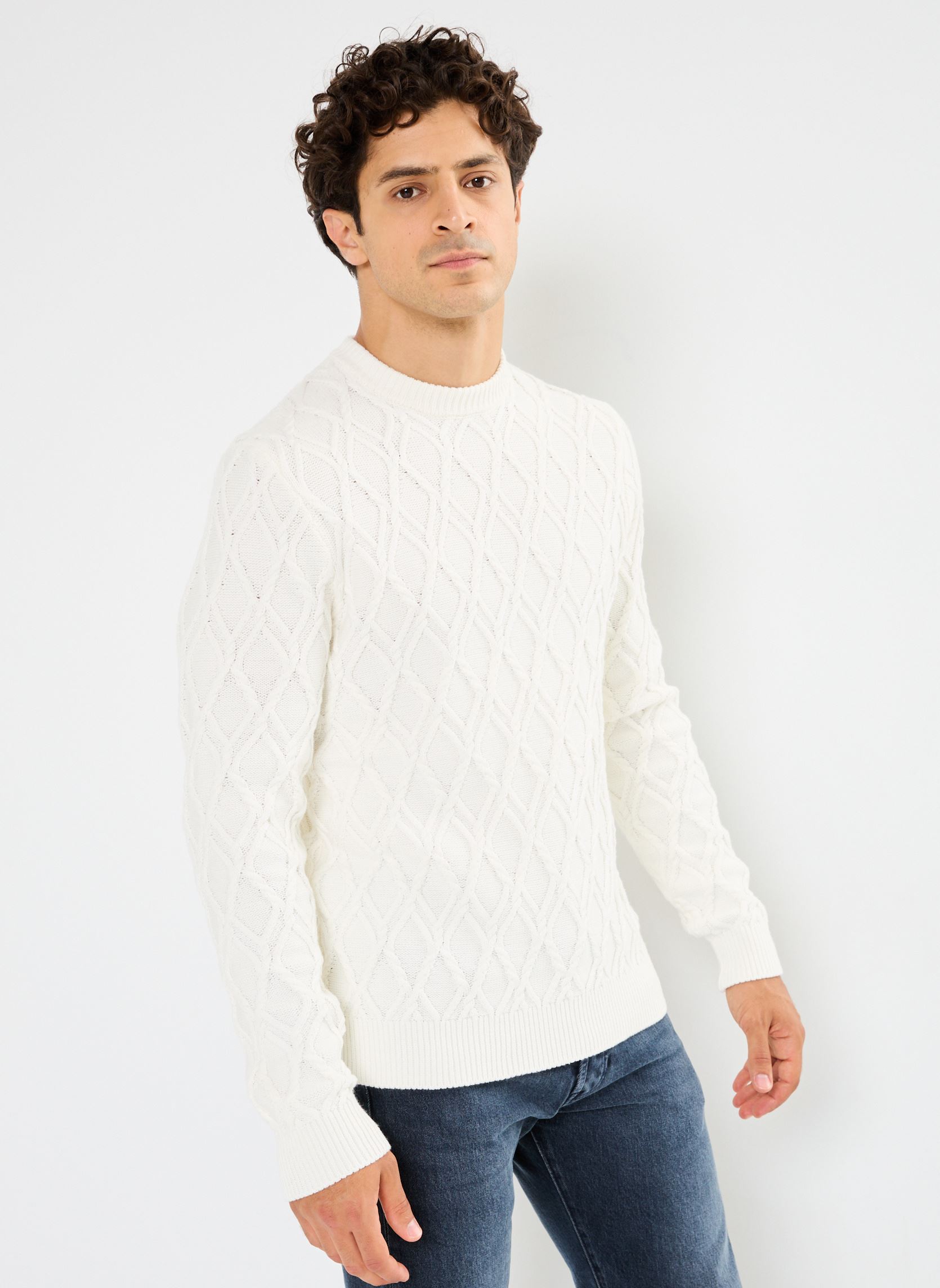 Pulls MON-PULL-TORSADE homme blanc Marvin&Co Pulls MON-PULL-TORSADE homme blanc BRIGHT WHITE