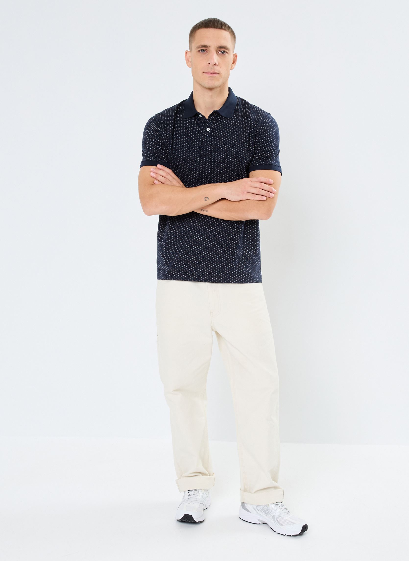 Polos manches courtes T-POLO homme bleu Marvin&Co Polos manches courtes T-POLO homme bleu MINIPOINTE-DARK-B