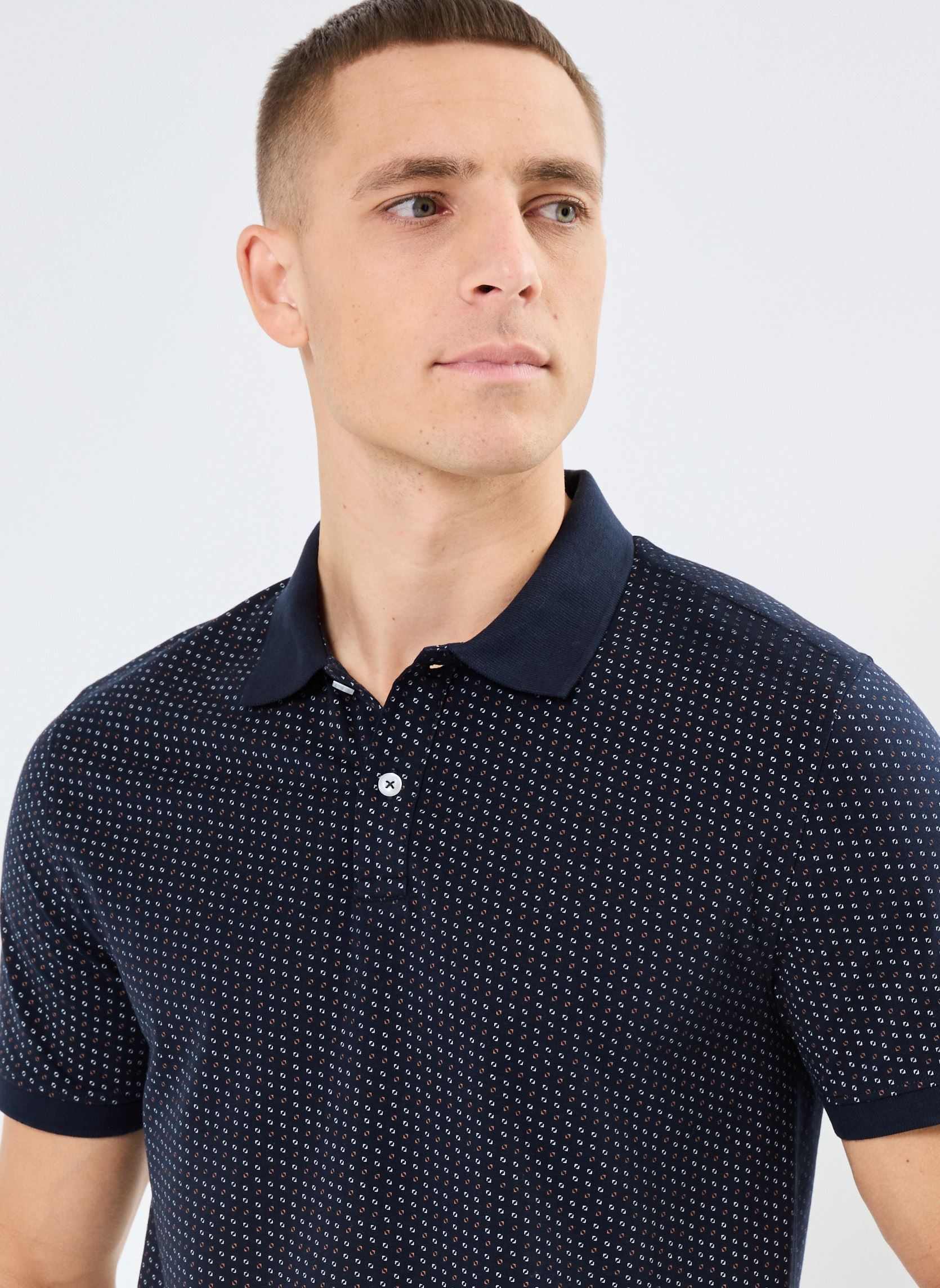 Polos manches courtes T-POLO homme bleu Marvin&Co Polos manches courtes T-POLO homme bleu MINIPOINTE-DARK-B
