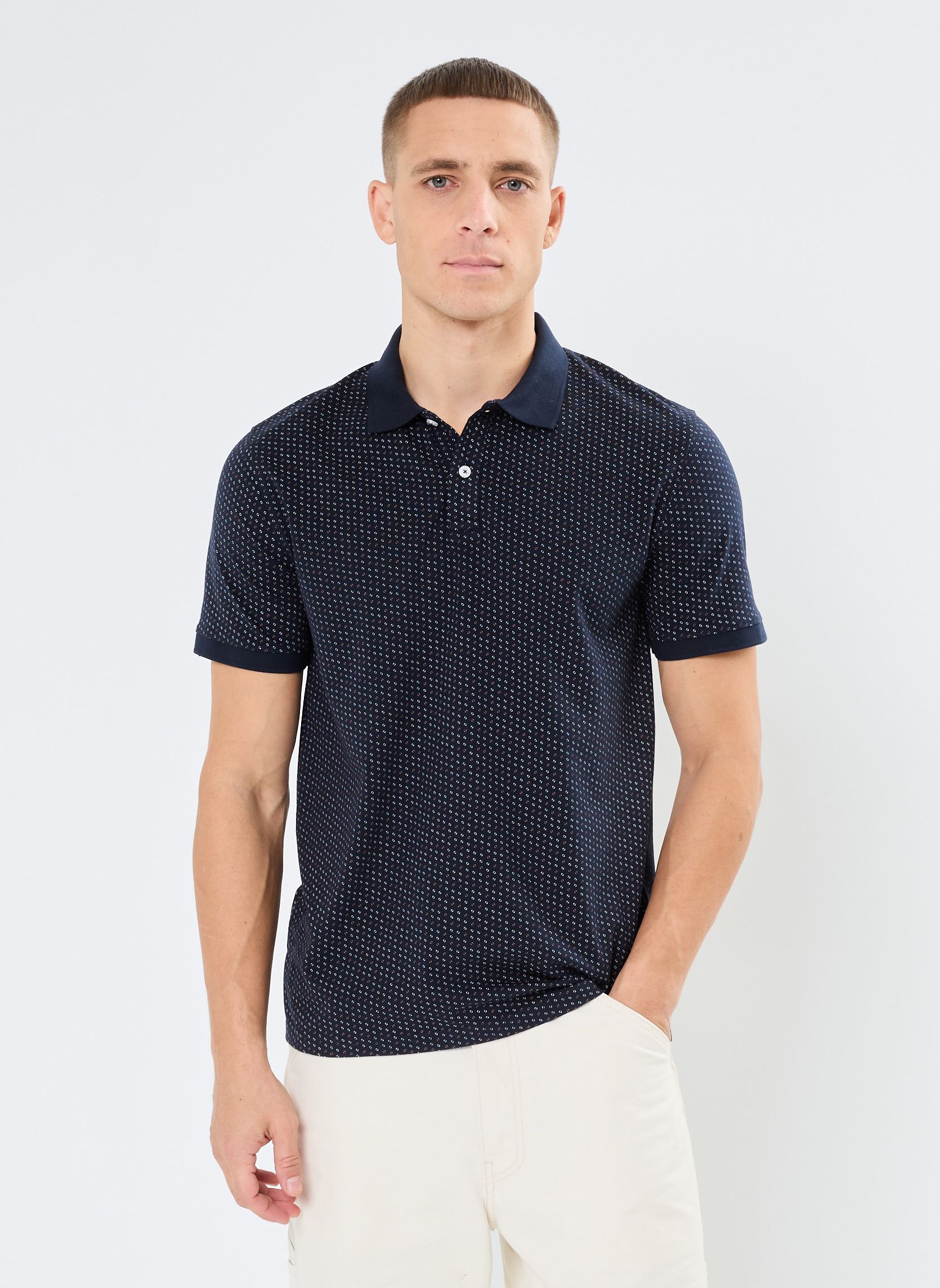 Polos manches courtes T-POLO homme bleu Marvin&Co Polos manches courtes T-POLO homme bleu MINIPOINTE-DARK-B