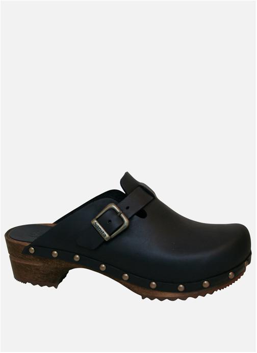 Mules Sanita Freya Open - Sabots Femme - Cuir - Semelle Bois/caoutchouc - Noir - Taille 39