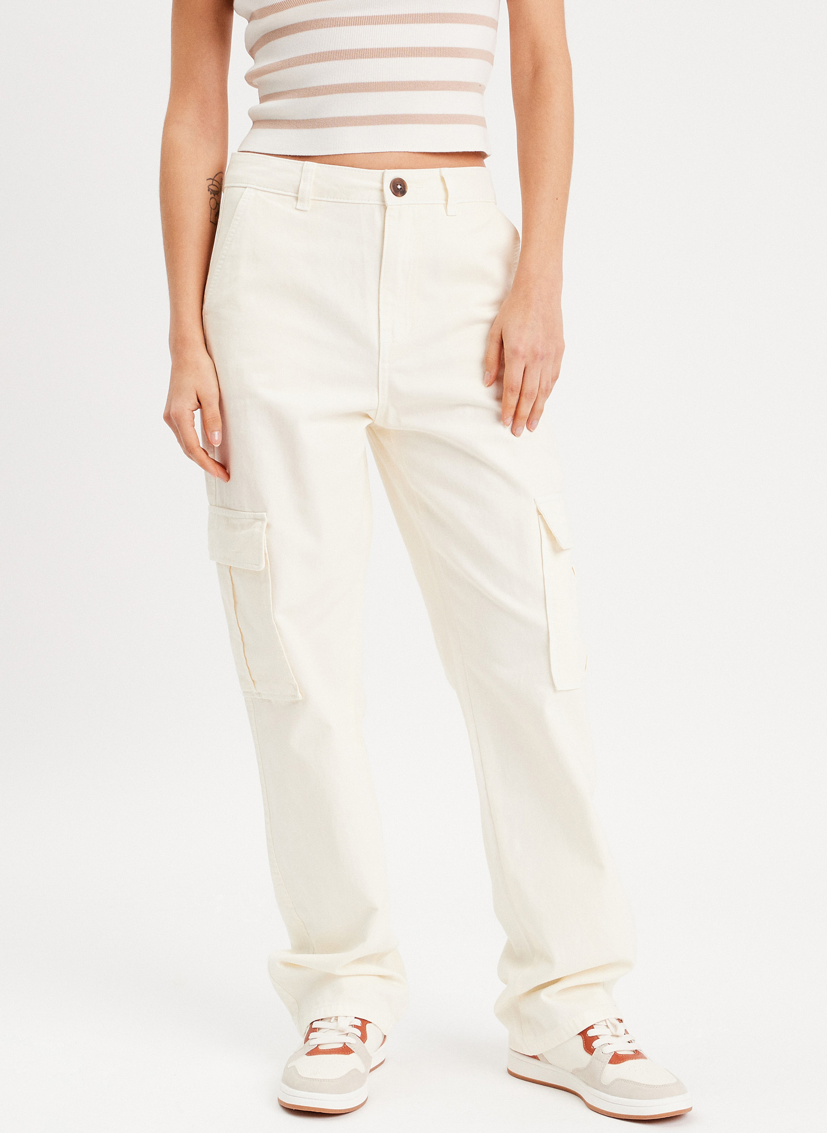 Pantalons droit CARGOEAZY femme blanc Cache Cache Pantalons droit CARGOEAZY femme blanc Blanc