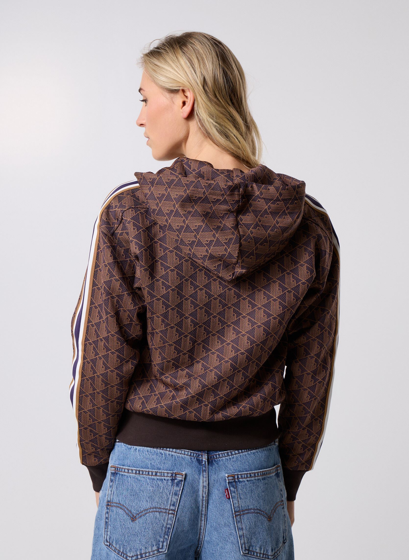 Vestes de survêtement Veste de survêtement zippée en jacquard femme marron Lacoste Vestes de survêtement Veste de survêtement zippée en jacquard femme marron VELOURS/DATTE