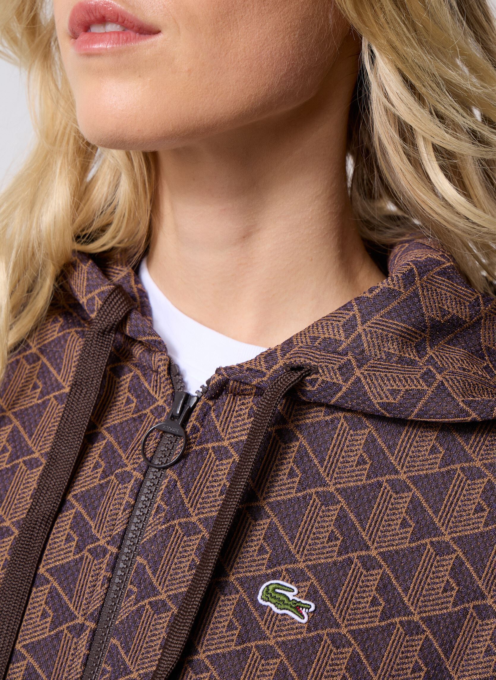 Vestes de survêtement Veste de survêtement zippée en jacquard femme marron Lacoste Vestes de survêtement Veste de survêtement zippée en jacquard femme marron VELOURS/DATTE