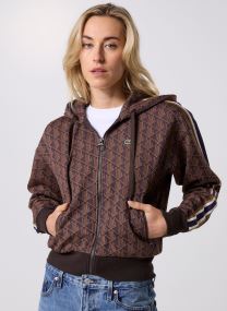 Vestes de survêtement Veste de survêtement zippée en jacquard femme marron Lacoste Vestes de survêtement Veste de survêtement zippée en jacquard femme marron VELOURS/DATTE