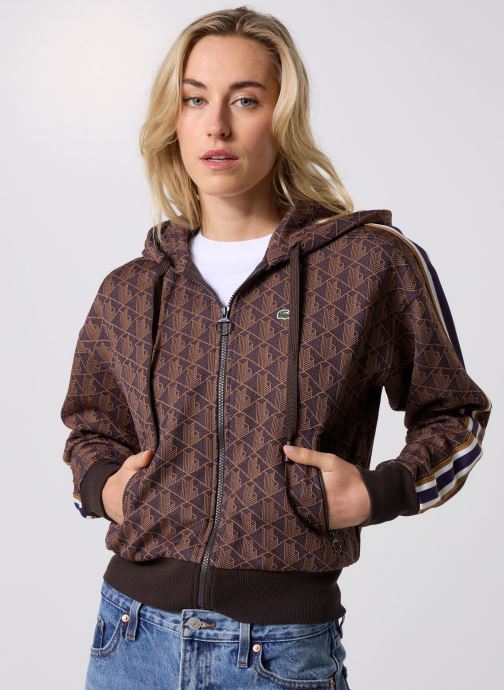 Lacoste Vestes de survêtement Veste de survêtement zippée en jacquard femme marron