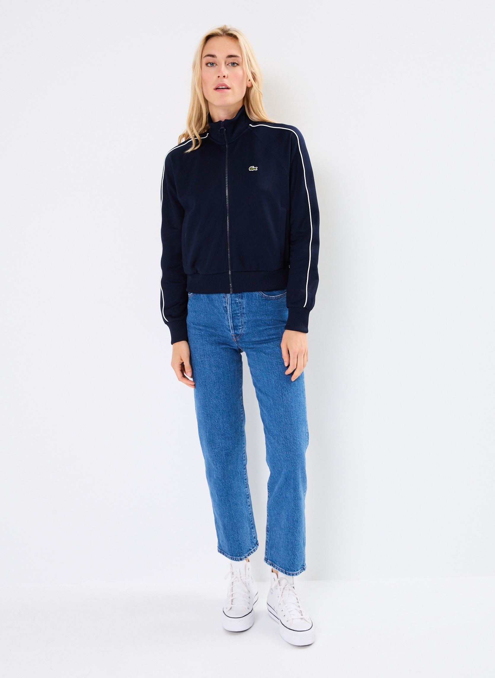 Vestes de survêtement Veste de survêtement zippée femme bleu Lacoste Vestes de survêtement Veste de survêtement zippée femme bleu MARINE/FARINE