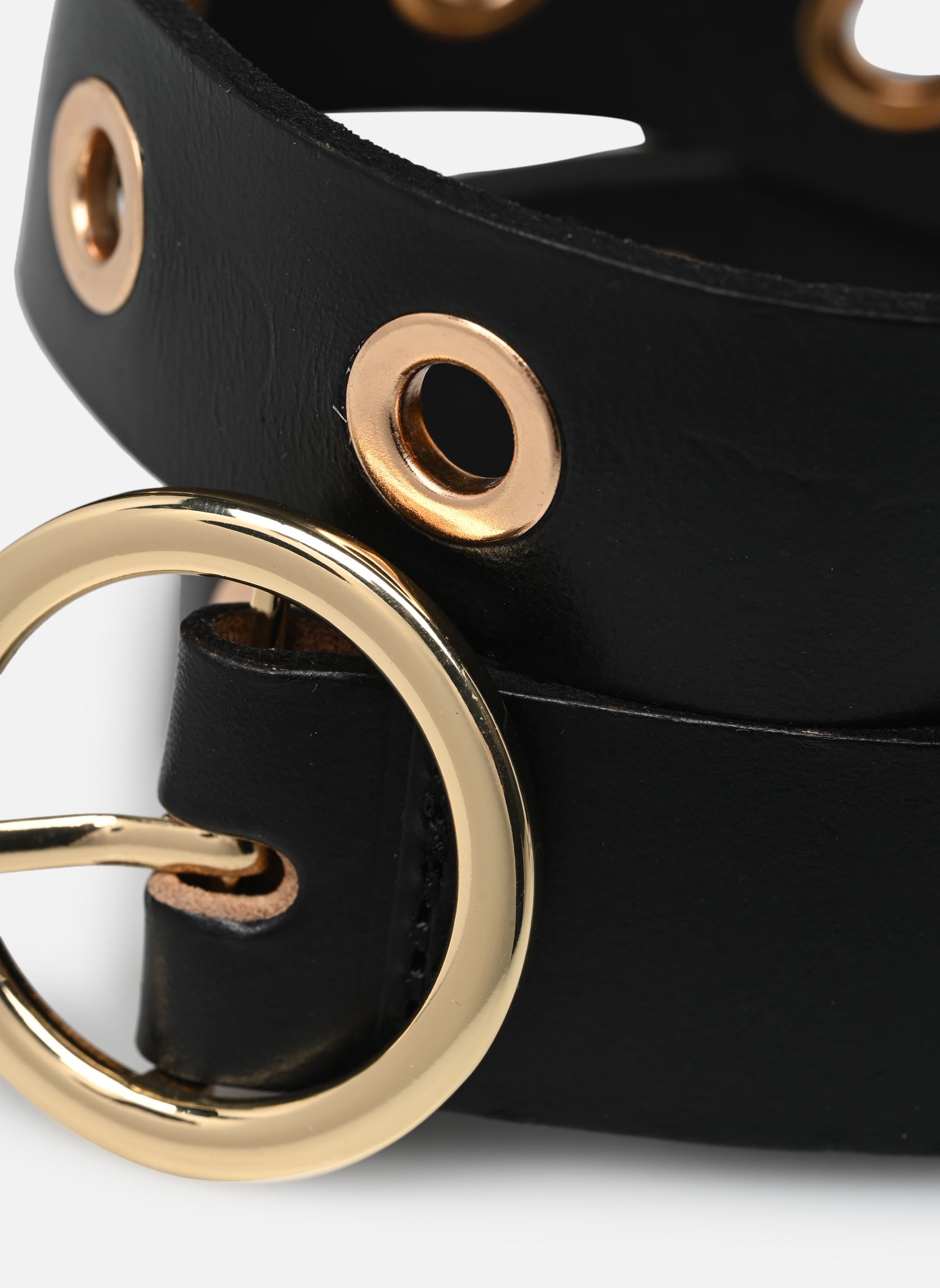 Gürtel Nalla Eyelet Leather Jeans Belt Fc damen schwarz Pieces Gürtel Nalla Eyelet Leather Jeans Belt Fc damen schwarz Black Gold