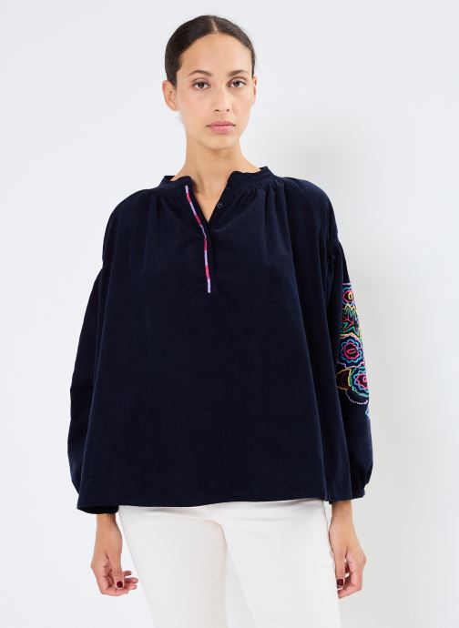S.Oliver Camicetta Donna A Maniche Lunghe | Viscosa Fluida Con Motivo All-over | Colletto Camicia E Bottoni