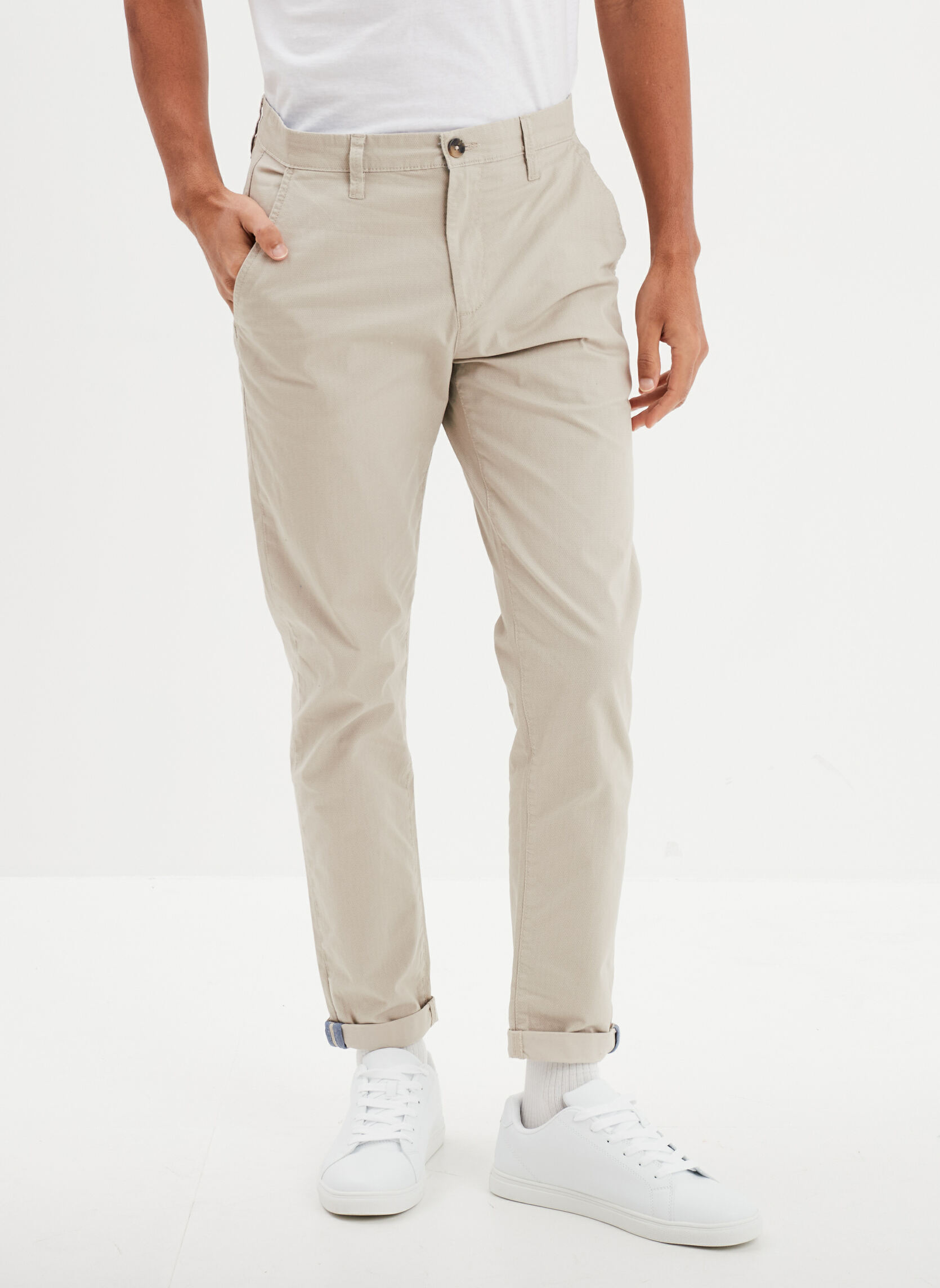 Pantalons droits CRE1_PETITPRINT homme beige CREEKS Pantalons droits CRE1_PETITPRINT homme beige Beige