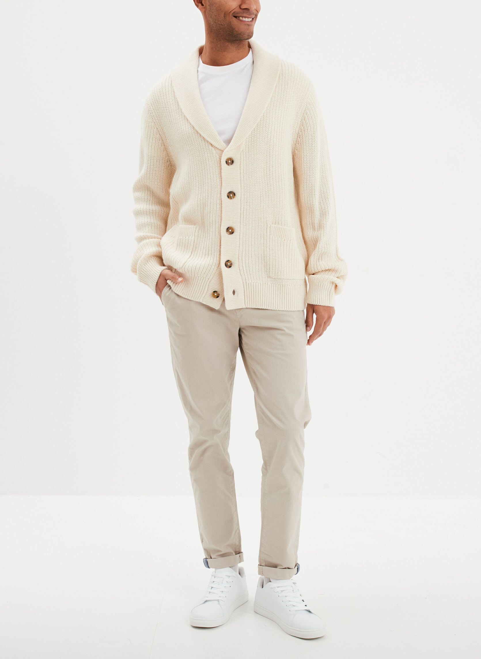 Pantalons droits CRE1_PETITPRINT homme beige CREEKS Pantalons droits CRE1_PETITPRINT homme beige Beige