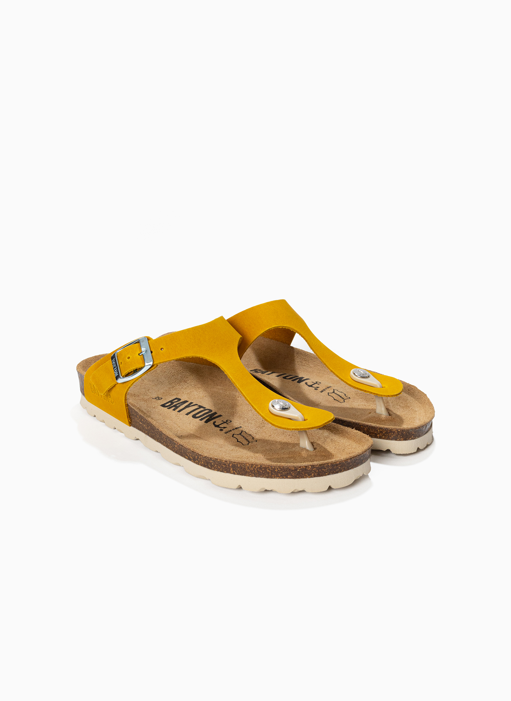 Tongs Tongs en cuir MERCURE pour femme Vert femme jaune Bayton Tongs Tongs en cuir MERCURE pour femme Vert femme jaune Jaune