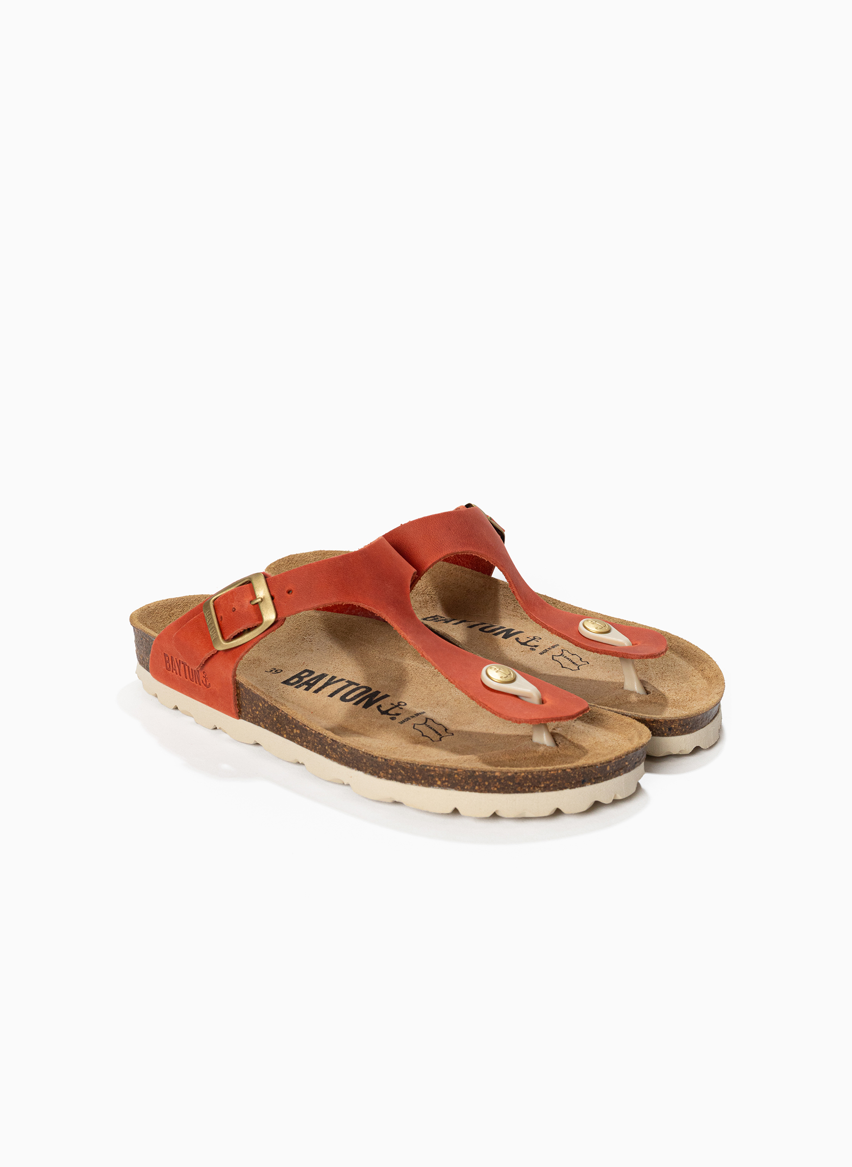 Tongs Tongs en cuir MERCURE pour femme Vert femme orange Bayton Tongs Tongs en cuir MERCURE pour femme Vert femme orange Orange