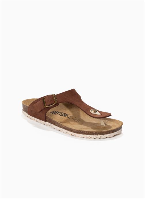 Bayton Tongs Tongs en cuir suédé MERCURE pour femme Marron homme marron