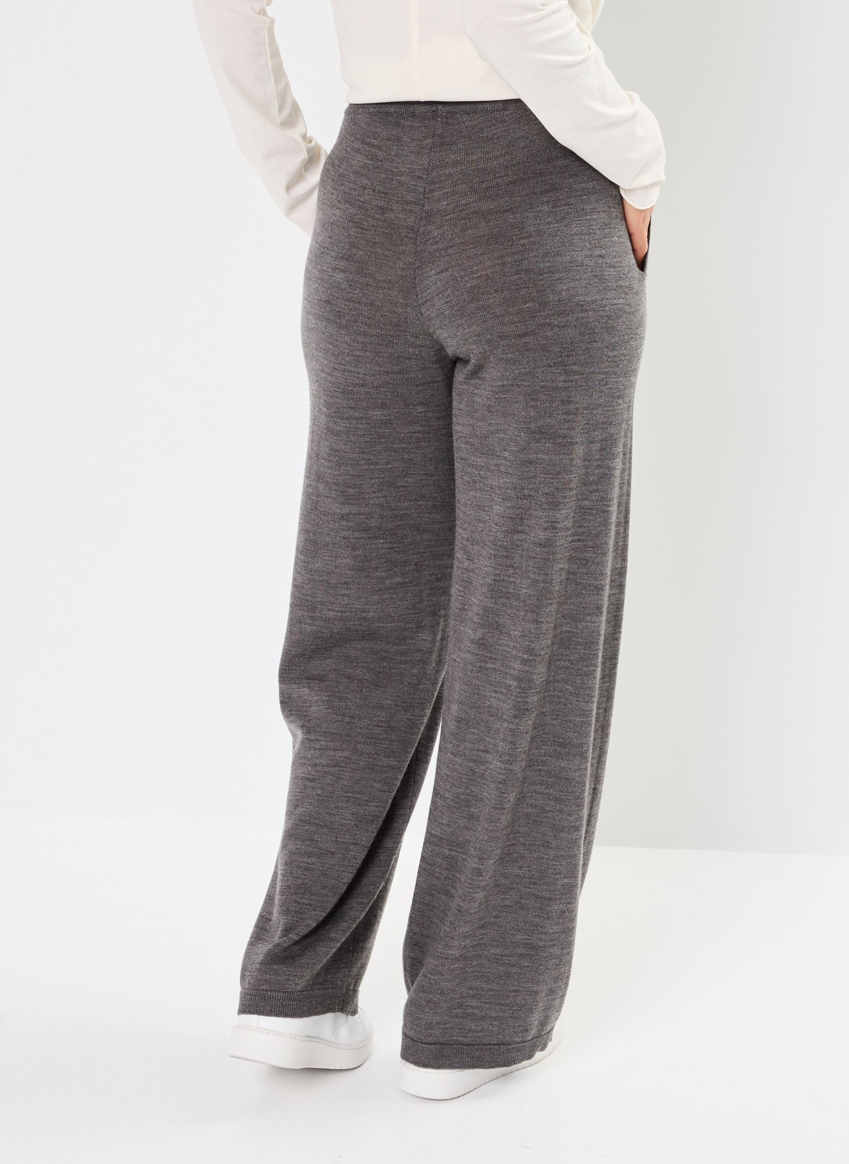 Pantaloni larghi SLFHELLA HW KNIT PANTS donna grigio Selected Femme Pantaloni larghi SLFHELLA HW KNIT PANTS donna grigio MEDIUM GREY MELANGE