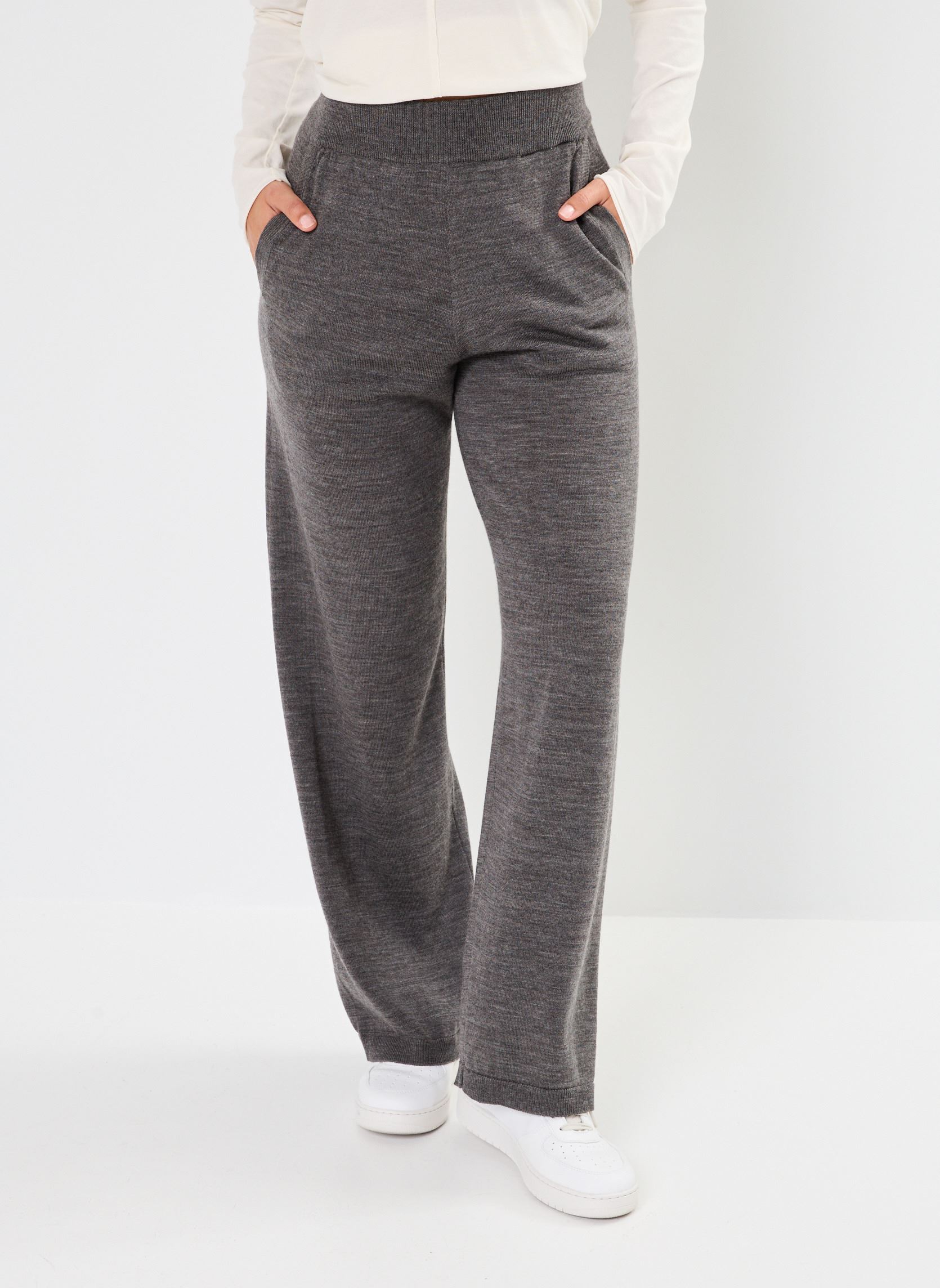 Pantaloni larghi SLFHELLA HW KNIT PANTS donna grigio Selected Femme Pantaloni larghi SLFHELLA HW KNIT PANTS donna grigio MEDIUM GREY MELANGE