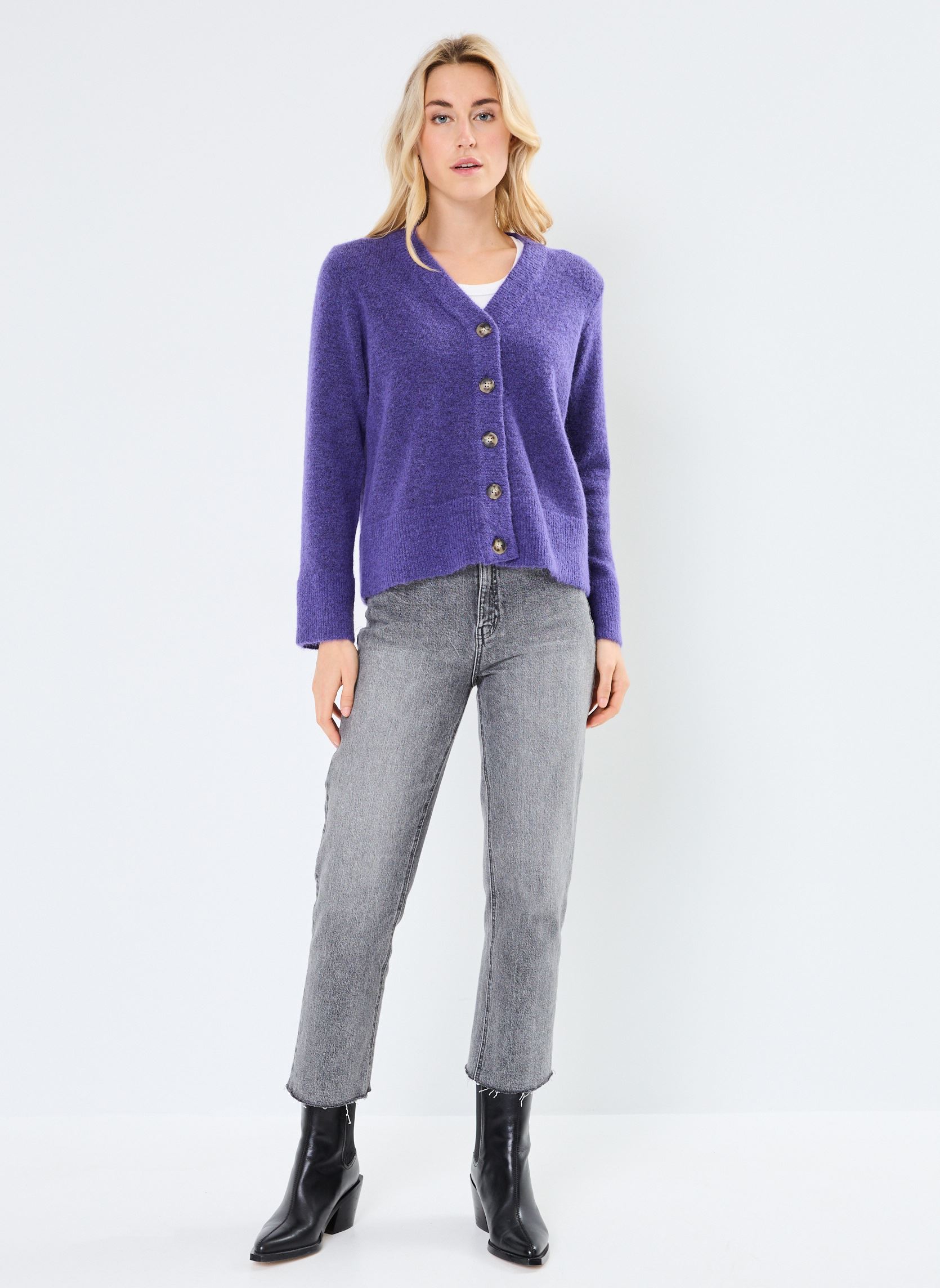 SELECTED FEMME Ls Knit Slfthea Cardigan Noos en Tricot mérinos
