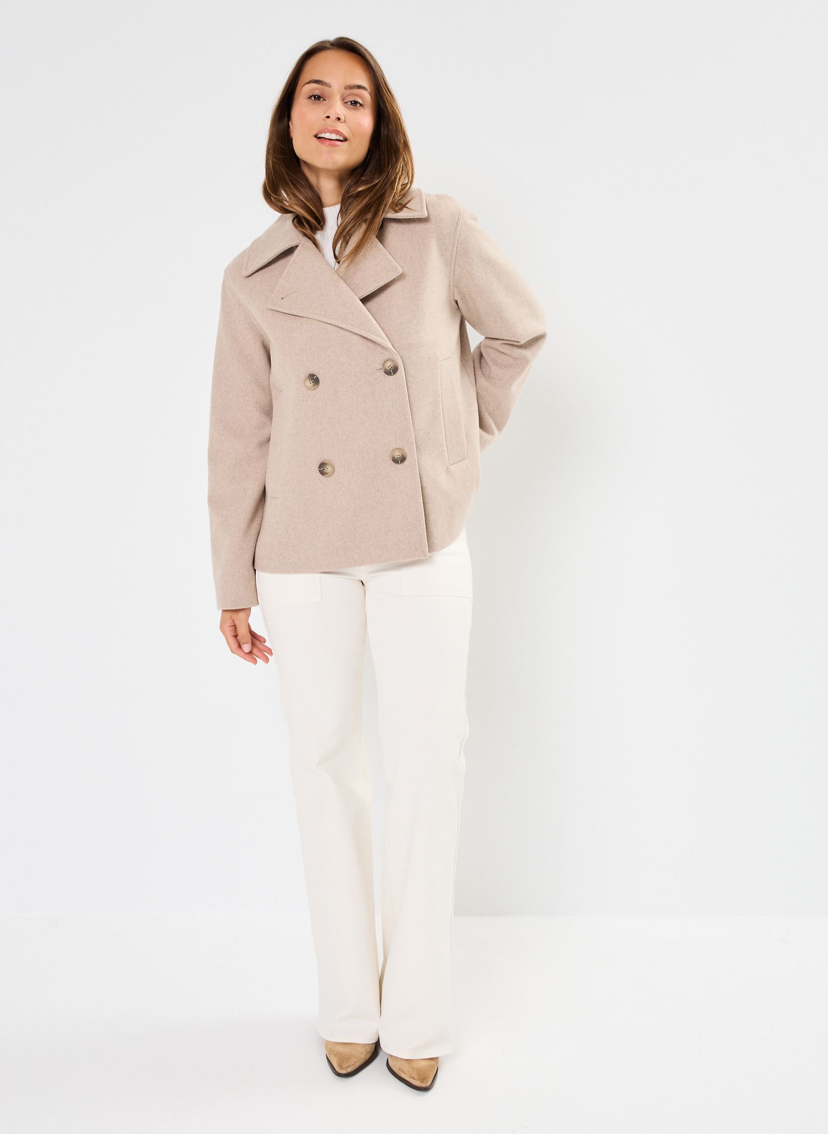 Giacche SLFALMA SHORT WOOL JACKET NOOS donna beige Selected Femme Giacche SLFALMA SHORT WOOL JACKET NOOS donna beige SANDSHELL