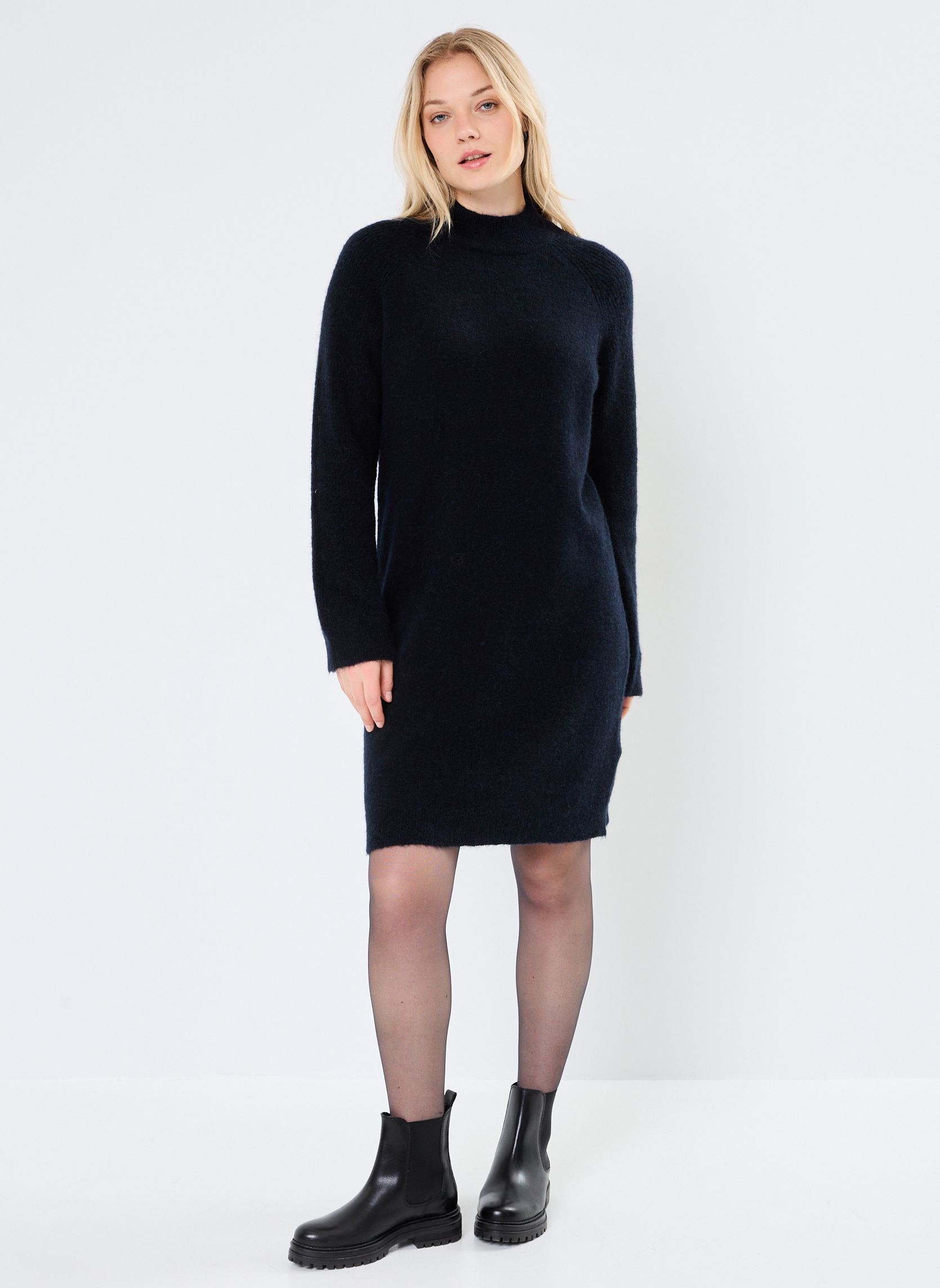 Robes SLFLULU LS HIGH NECK KNIT DRESS femme bleu Selected Femme Robes SLFLULU LS HIGH NECK KNIT DRESS femme bleu DARK SAPPHIRE