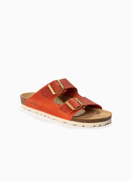 Bayton Mules Sandales en cuir ATLAS pour femme Jaune femme orange