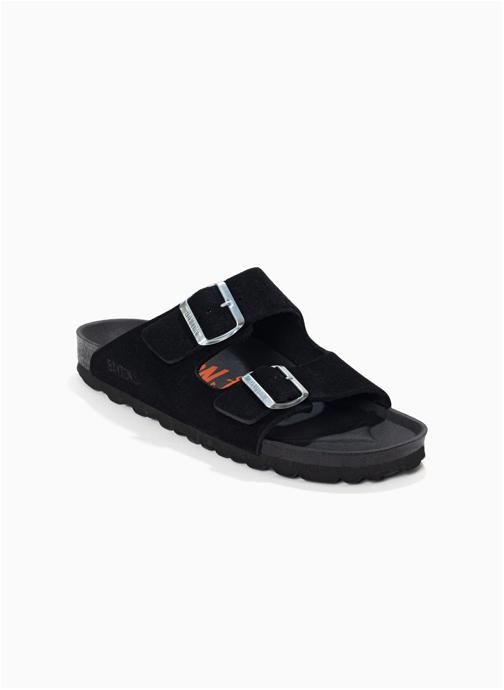 Bayton Mules Sandales en cuir suédé ATLAS pour femme Kaki homme noir