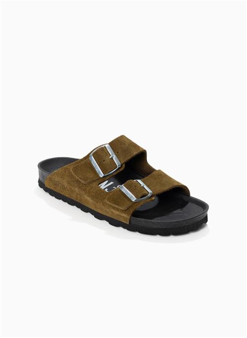 Bayton Mules Sandales en cuir suédé ATLAS pour femme Kaki homme vert
