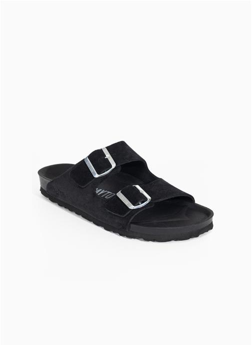 Bayton Mules Sandales en cuir suédé ATLAS pour femme Beige homme noir