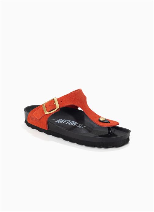 Bayton Tongs Tongs en cuir suédé MERCURE pour femme Rouge femme orange