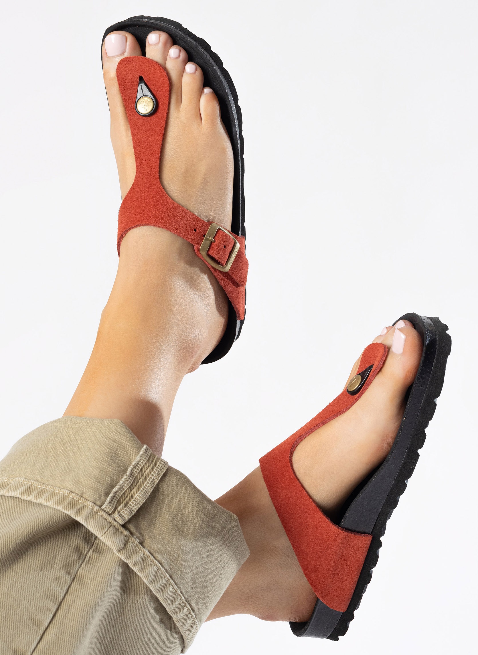 Tongs Tongs en cuir suédé MERCURE pour femme Rouge femme orange Bayton Tongs Tongs en cuir suédé MERCURE pour femme Rouge femme orange Orange