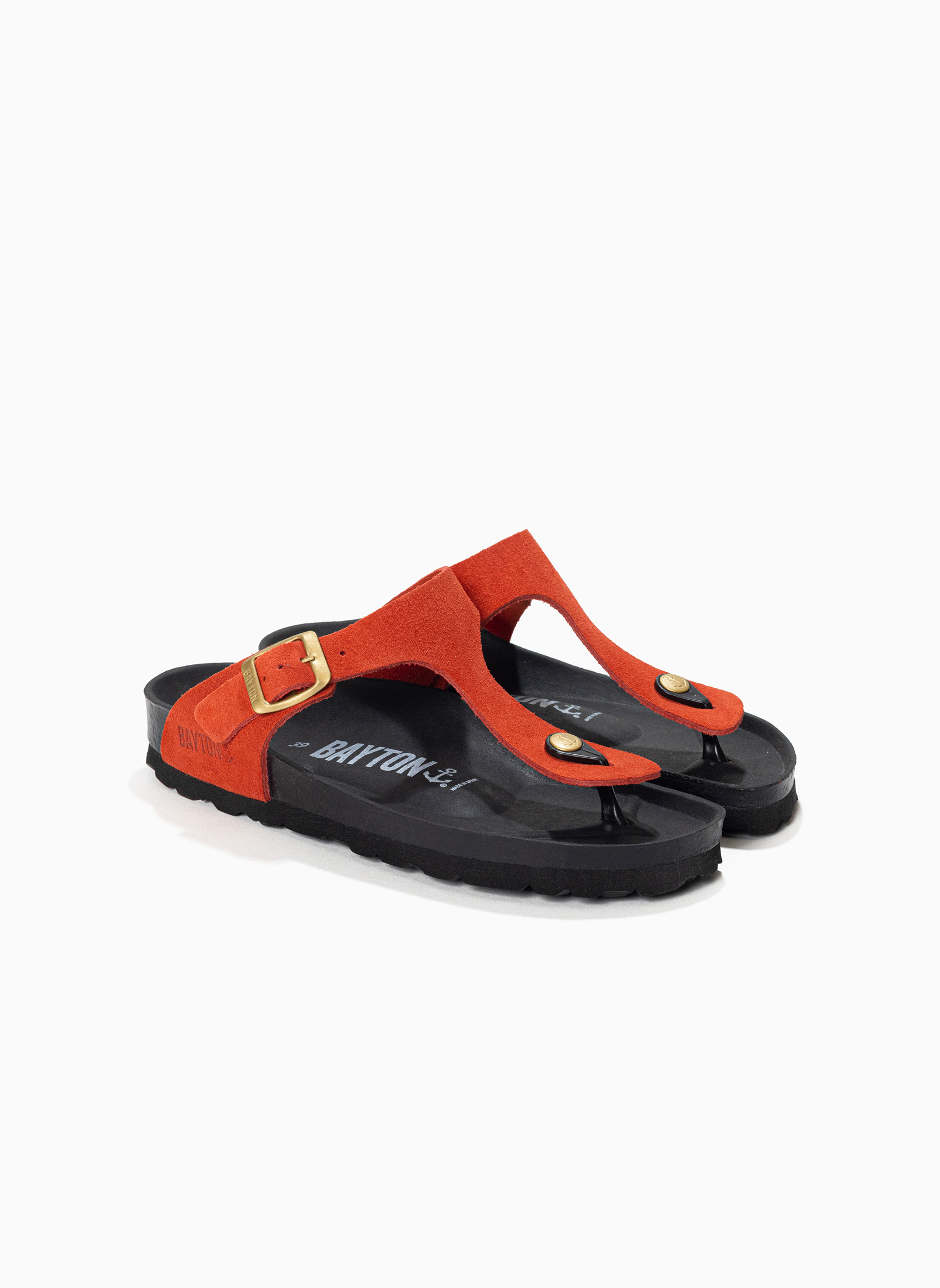 Tongs Tongs en cuir suédé MERCURE pour femme Rouge femme orange Bayton Tongs Tongs en cuir suédé MERCURE pour femme Rouge femme orange Orange