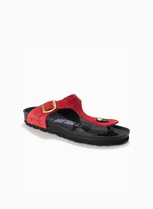 Bayton Tongs Tongs en cuir suédé MERCURE pour femme Rouge femme rouge