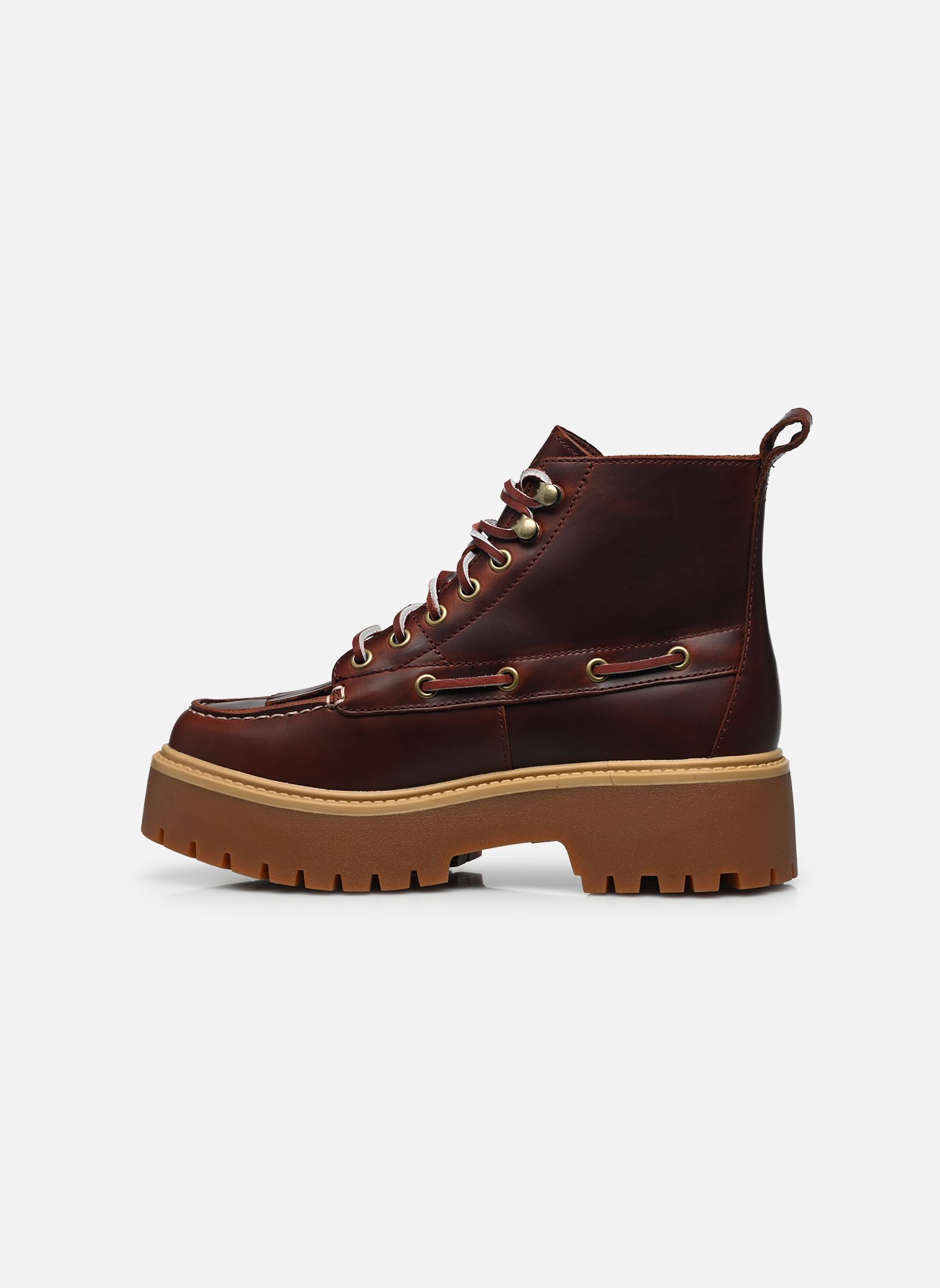 Bottines à lacets STONE STREET MID LACE UP BOOT femme bordeaux Timberland Bottines à lacets STONE STREET MID LACE UP BOOT femme bordeaux BURGUNDY FULL GRAIN