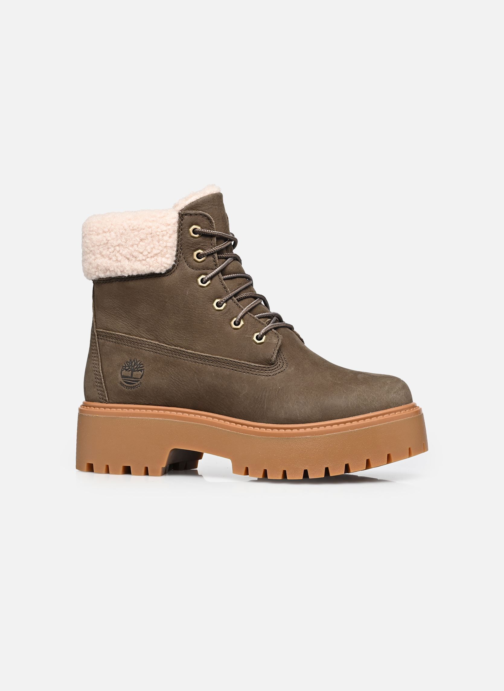 Gevoerde enkellaarsjes STONE STREET MID WARM LINED WATERPROOF B dames bruin Timberland Gevoerde enkellaarsjes STONE STREET MID WARM LINED WATERPROOF B dames bruin DARK BROWN FULL GRAIN
