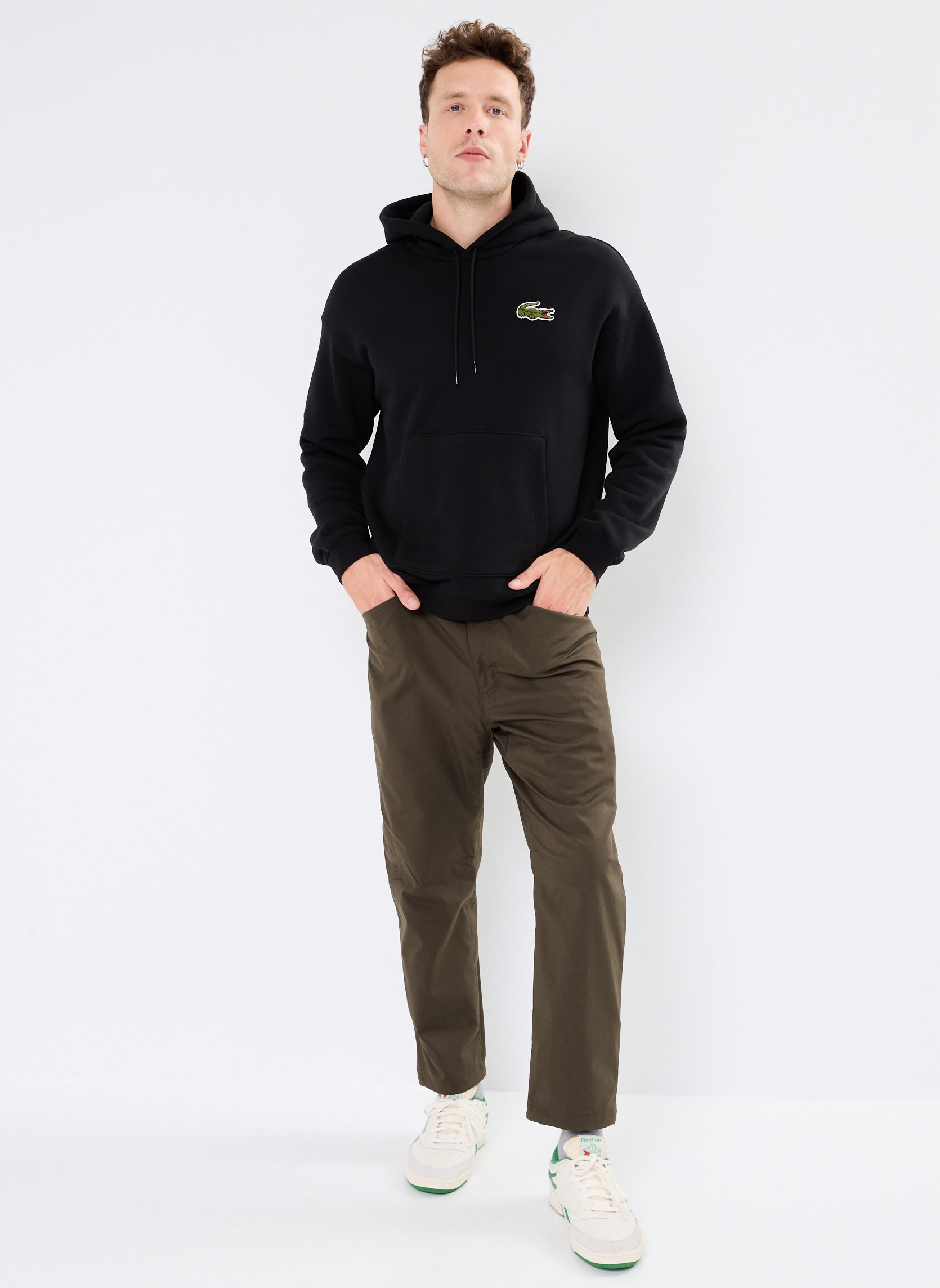 Sweats à capuche Sweatshirt à capuche loose fit homme noir Lacoste Sweats à capuche Sweatshirt à capuche loose fit homme noir NOIR