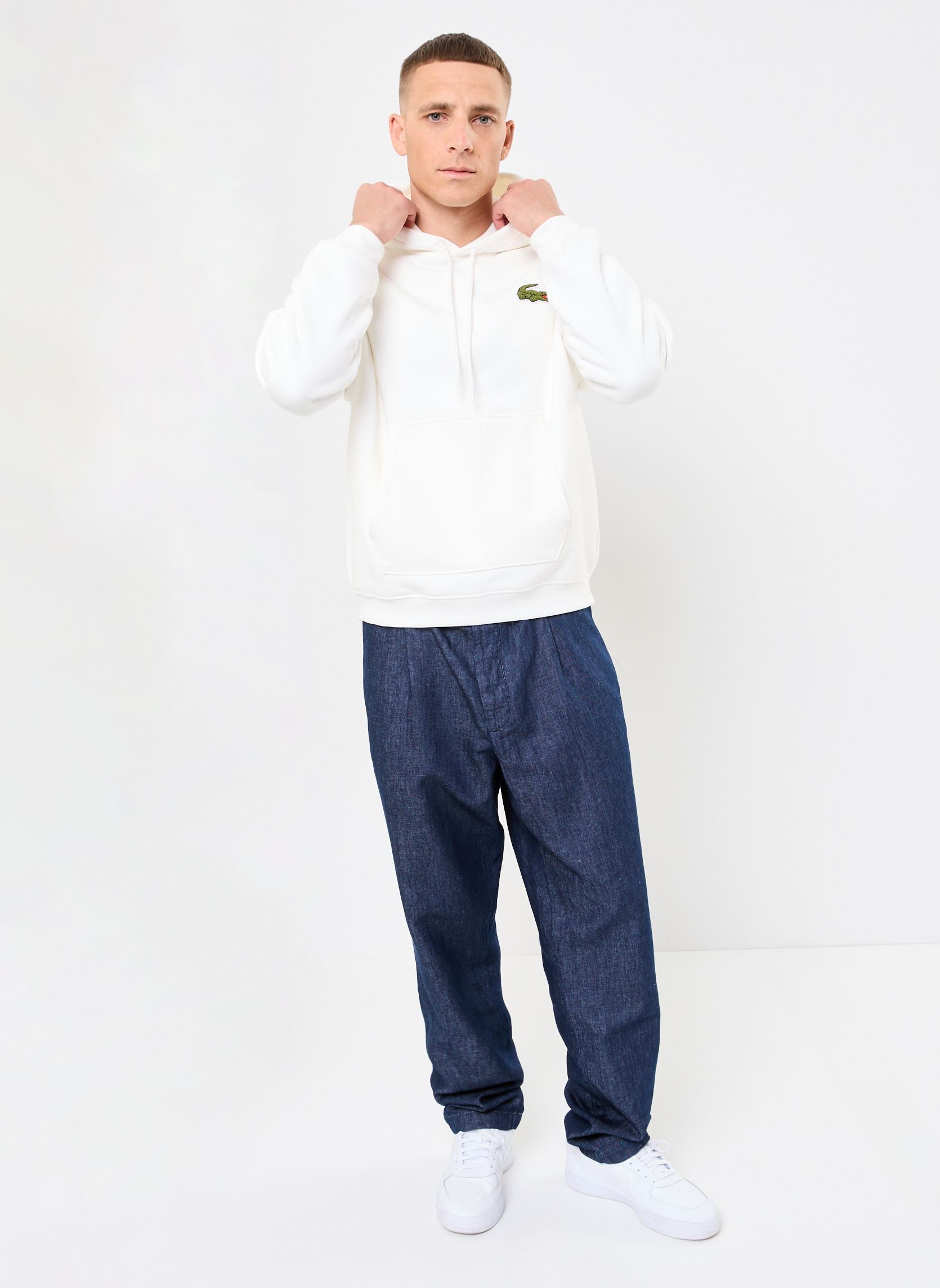 Sweats à capuche Sweatshirt à capuche loose fit homme blanc Lacoste Sweats à capuche Sweatshirt à capuche loose fit homme blanc FARINE