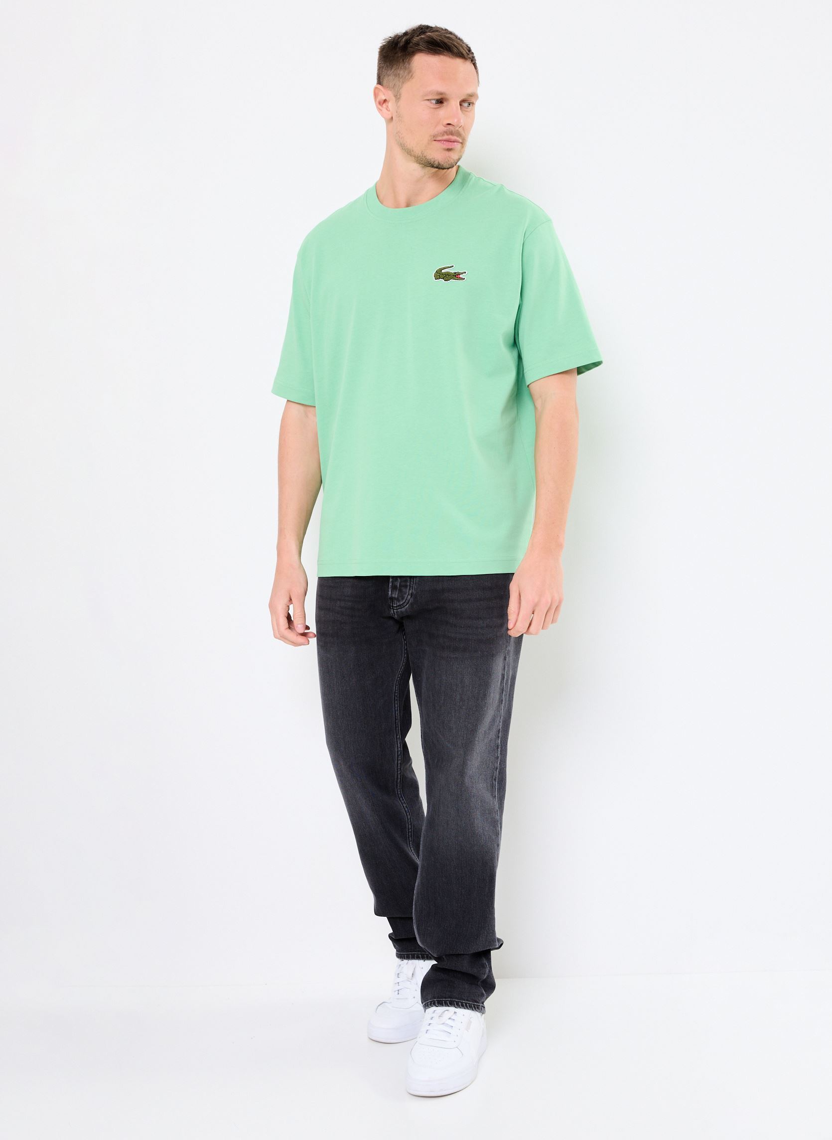 Tee-shirts manches courtes T-shirt loose fit à badge Crocodile homme vert Lacoste Tee-shirts manches courtes T-shirt loose fit à badge Crocodile homme vert LIAMONE