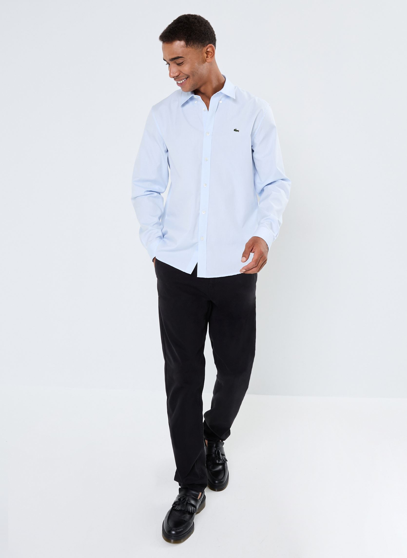 Chemises Chemise regular fit en coton homme bleu Lacoste Chemises Chemise regular fit en coton homme bleu PANORAMA