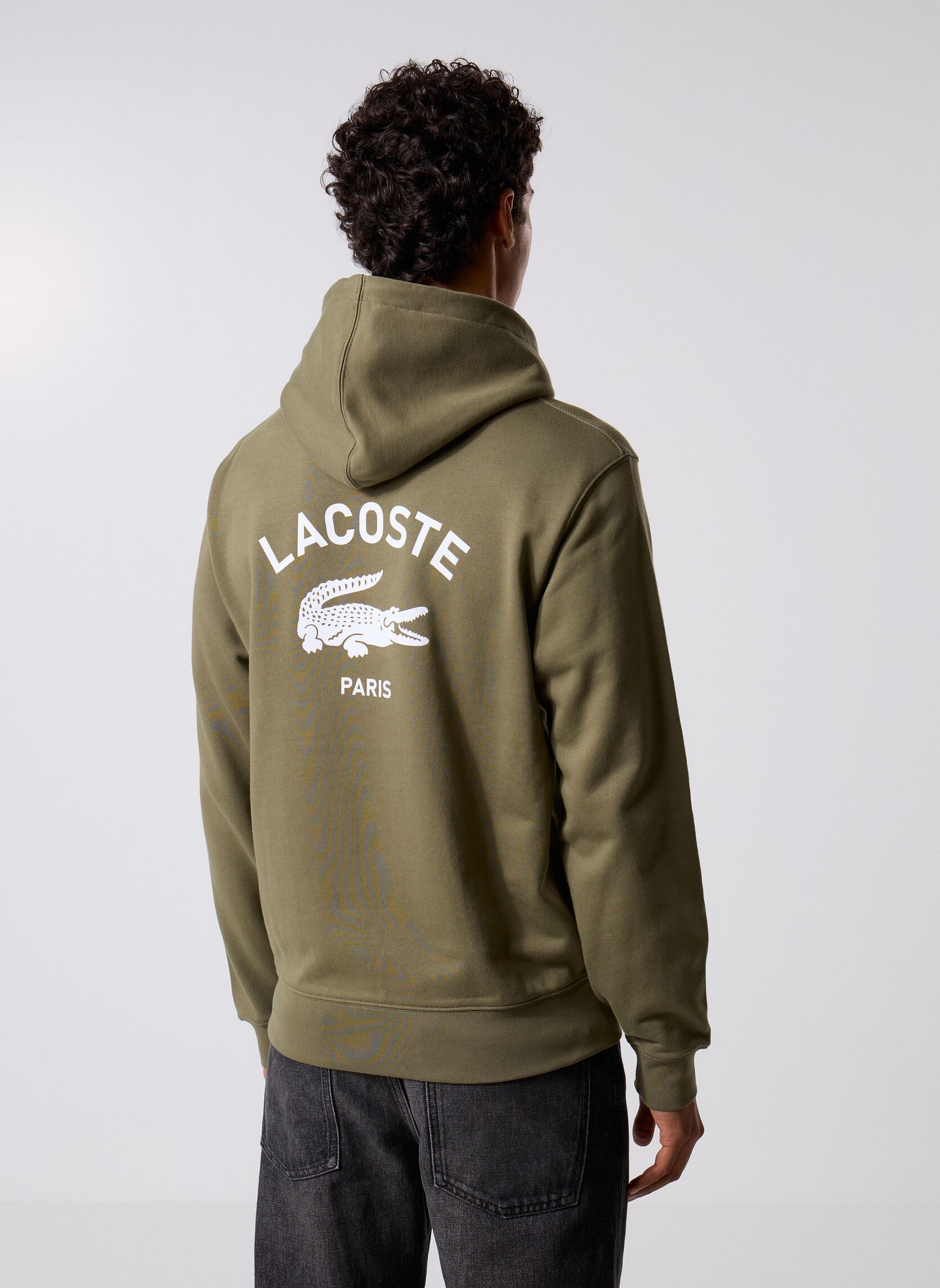Sweats Sweatshirt à capuche imprimé homme vert Lacoste Sweats Sweatshirt à capuche imprimé homme vert OLIVE 06Y