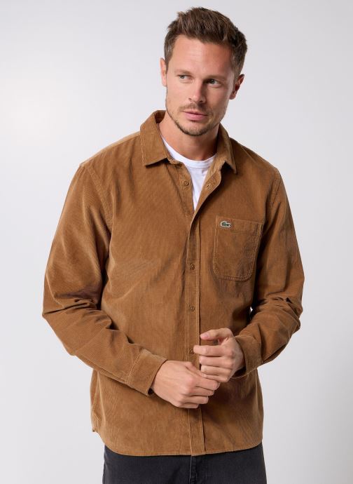 Lacoste Hemden Chemise regular fit en velours herren beige