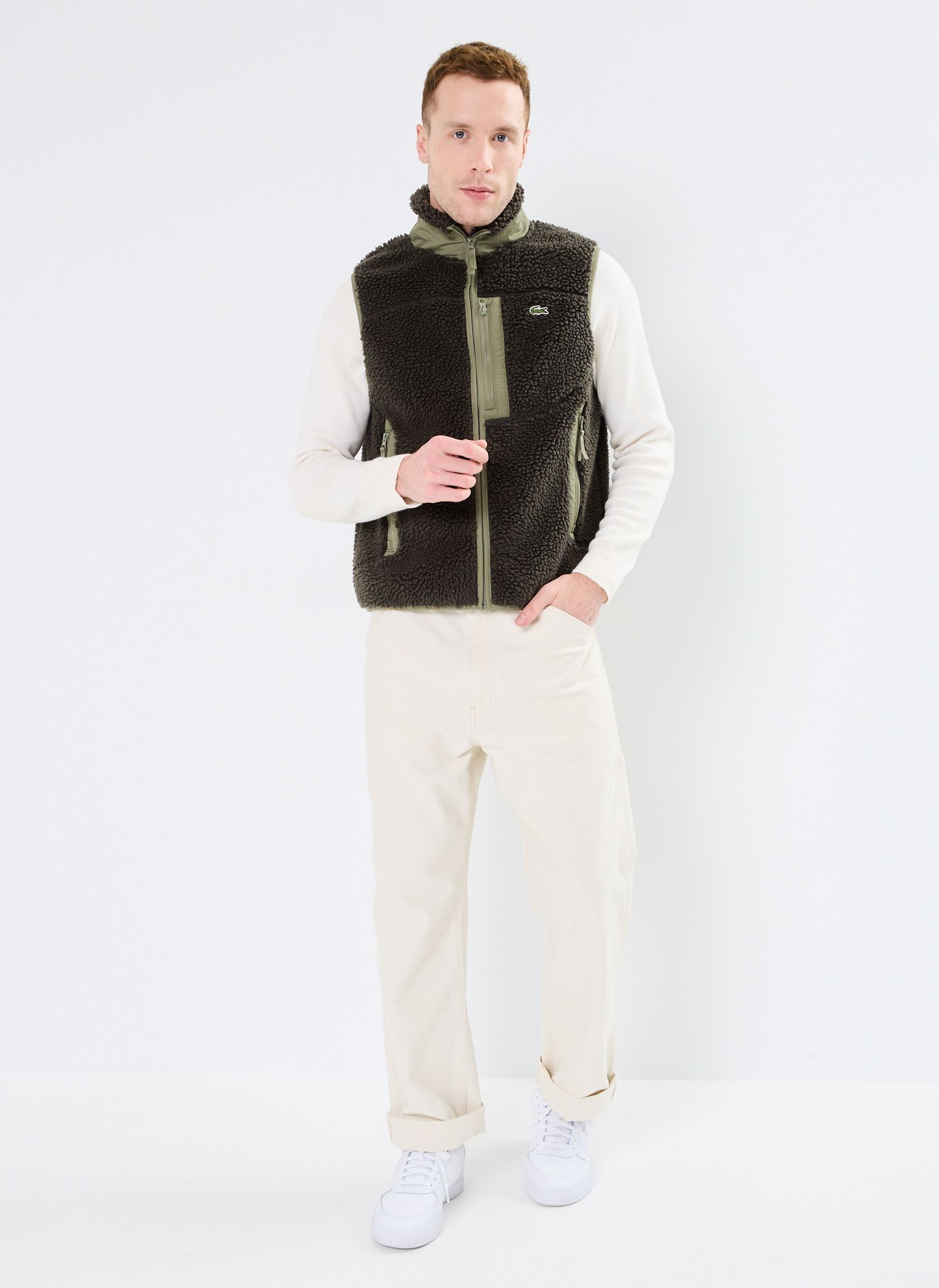 Jacken Veste sans manche zippée en polaire herren grün Lacoste Jacken Veste sans manche zippée en polaire herren grün AUBIER/KAKI
