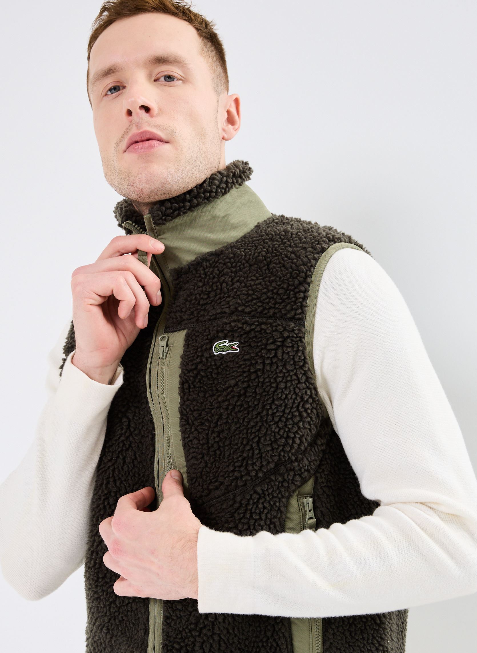 Jacken Veste sans manche zippée en polaire herren grün Lacoste Jacken Veste sans manche zippée en polaire herren grün AUBIER/KAKI