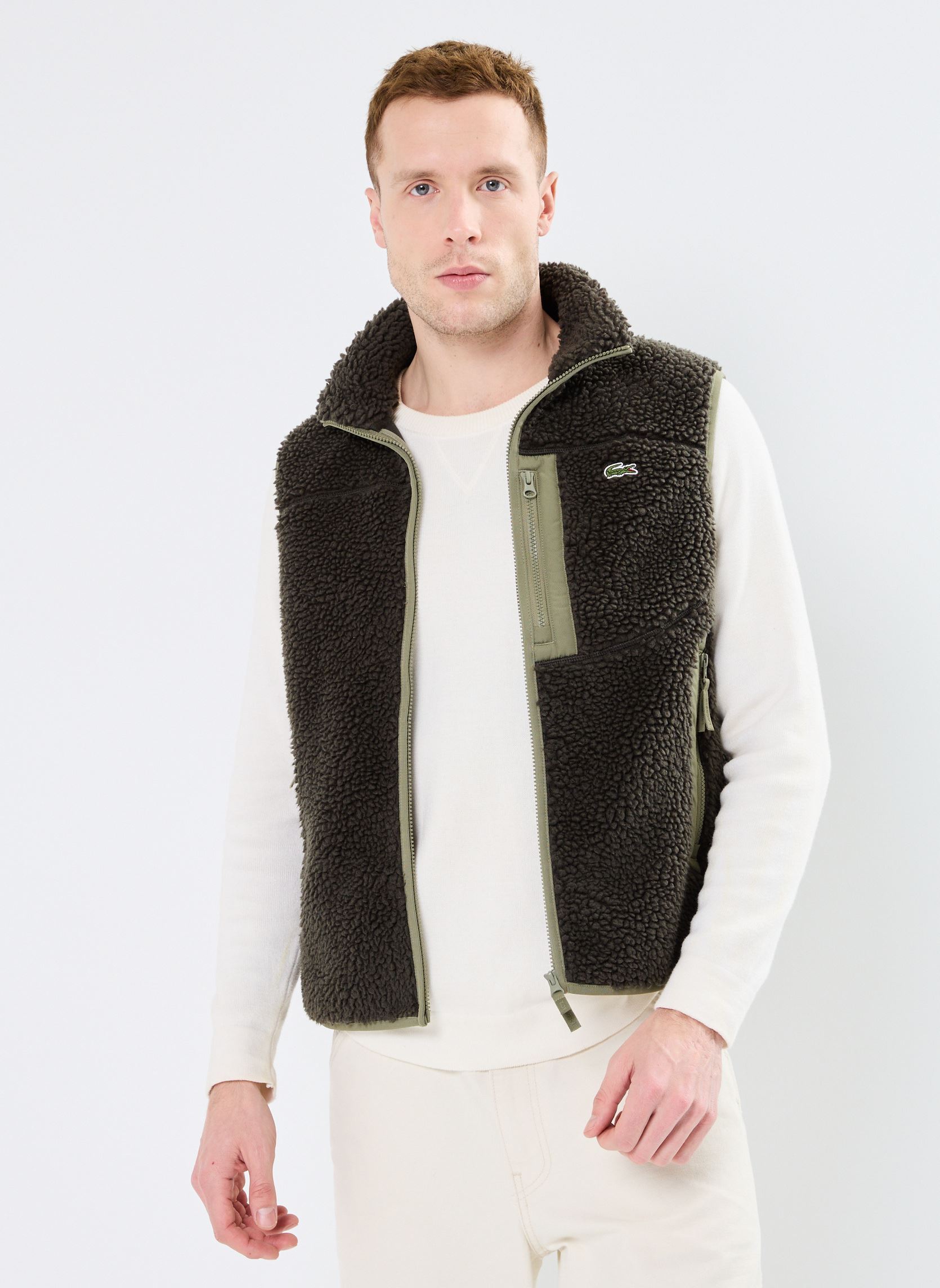 Jacken Veste sans manche zippée en polaire herren grün Lacoste Jacken Veste sans manche zippée en polaire herren grün AUBIER/KAKI