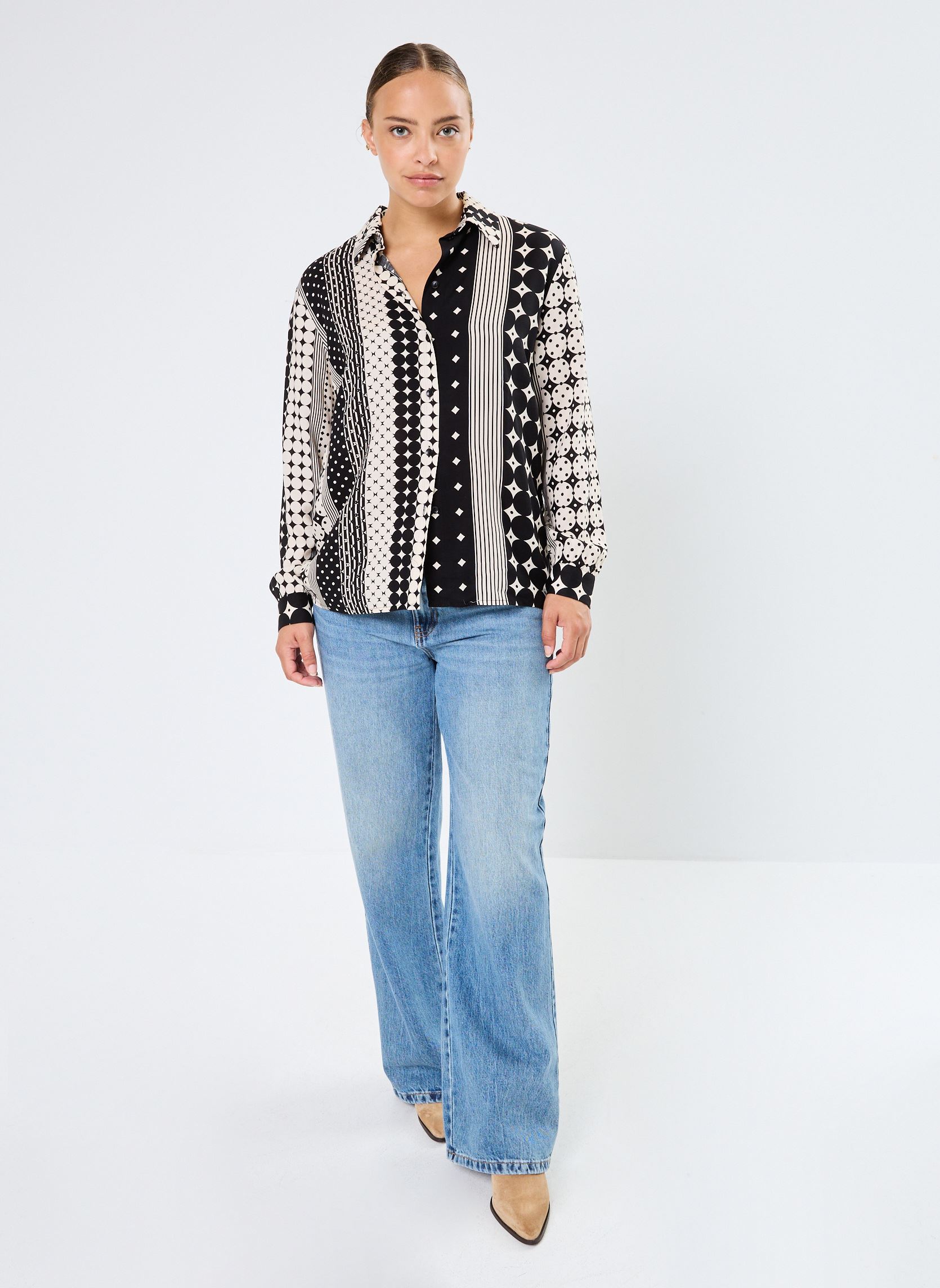 Langarm-Hemden FI-CH-PEPA-C damen schwarz La Fée Maraboutée Langarm-Hemden FI-CH-PEPA-C damen schwarz ENCRE/ECRU