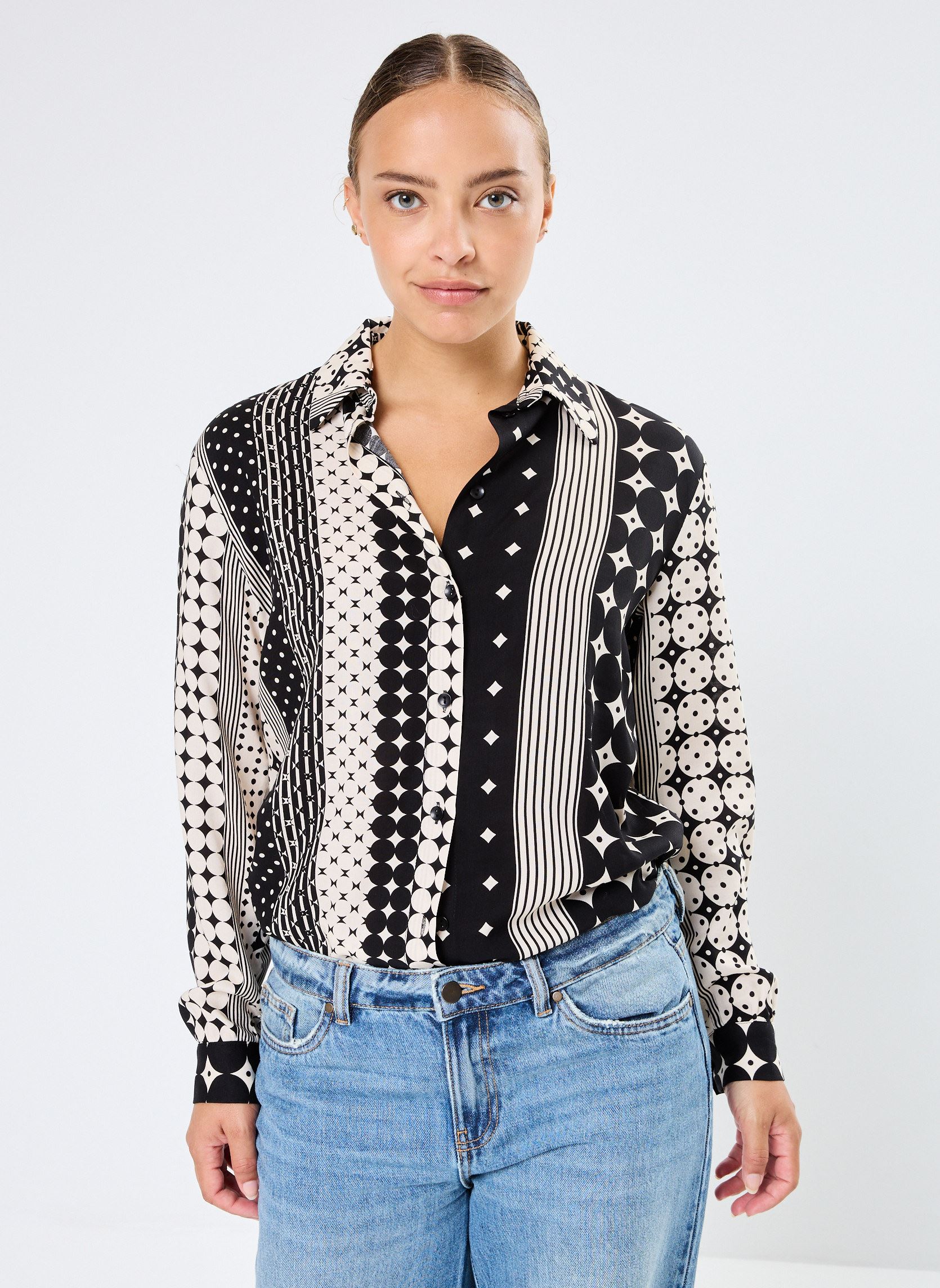 Langarm-Hemden FI-CH-PEPA-C damen schwarz La Fée Maraboutée Langarm-Hemden FI-CH-PEPA-C damen schwarz ENCRE/ECRU
