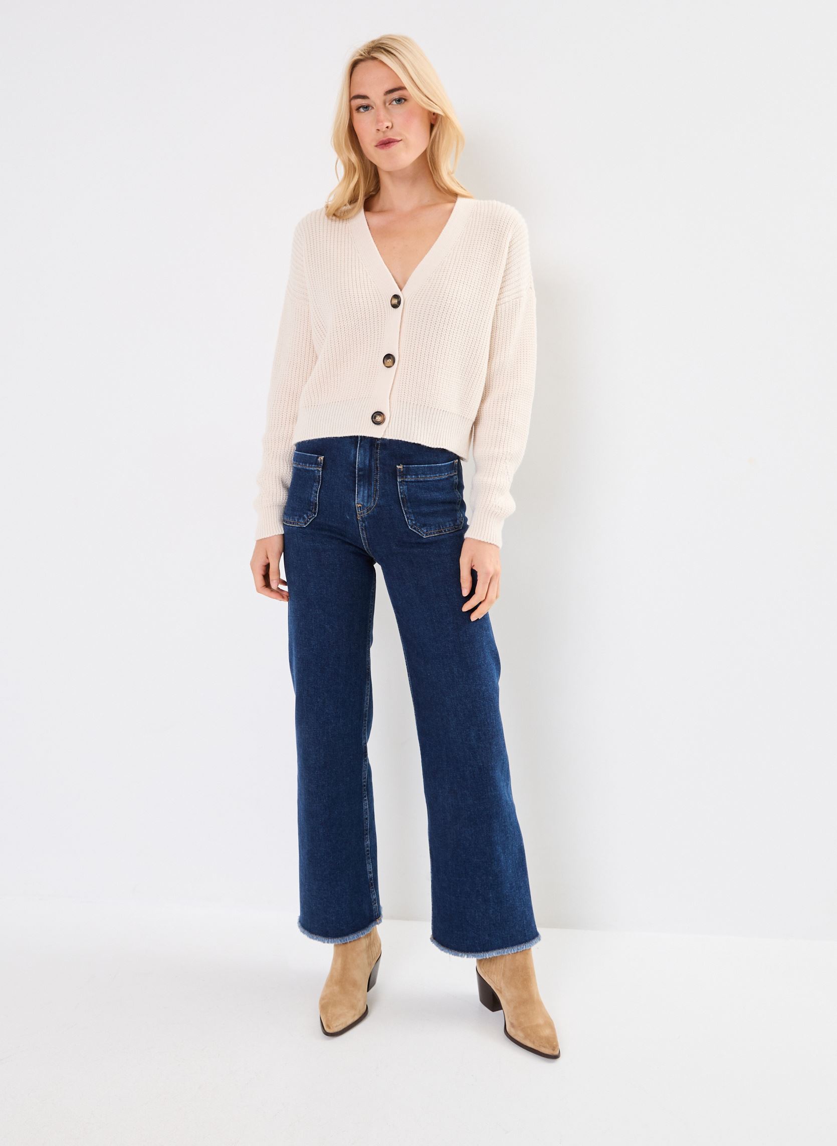Strickjacken und Westen FI-GI-ZASTEL damen beige La Fée Maraboutée Strickjacken und Westen FI-GI-ZASTEL damen beige Ecru
